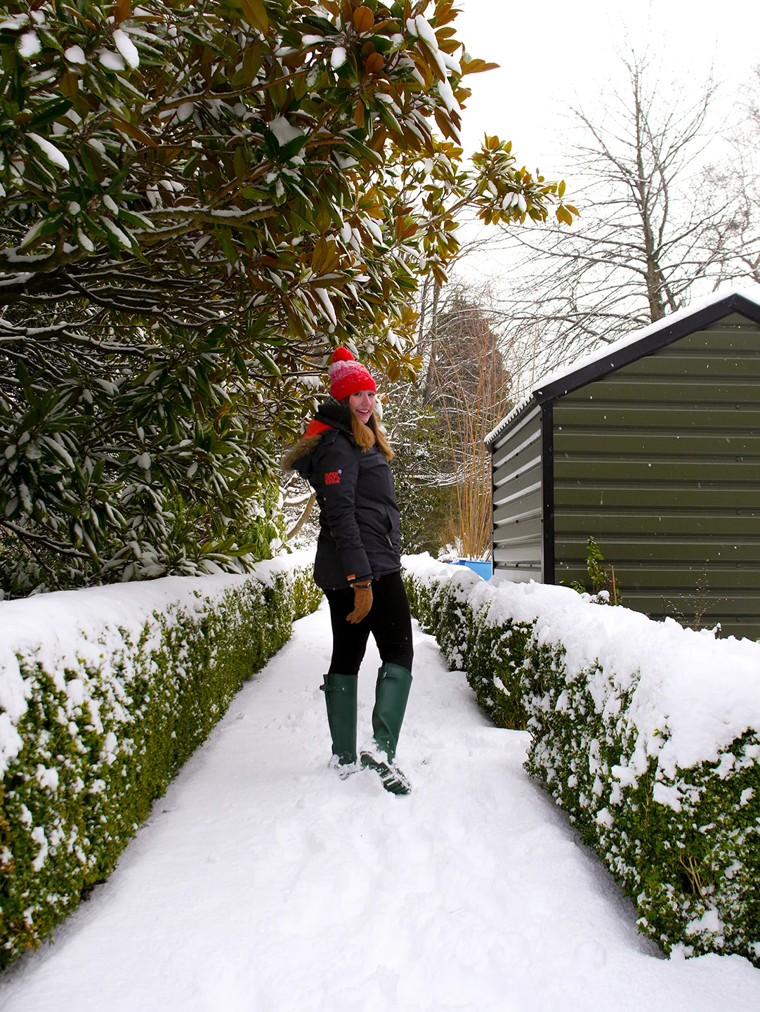 Candid Alexandra in the snow in Dublin, Ireland