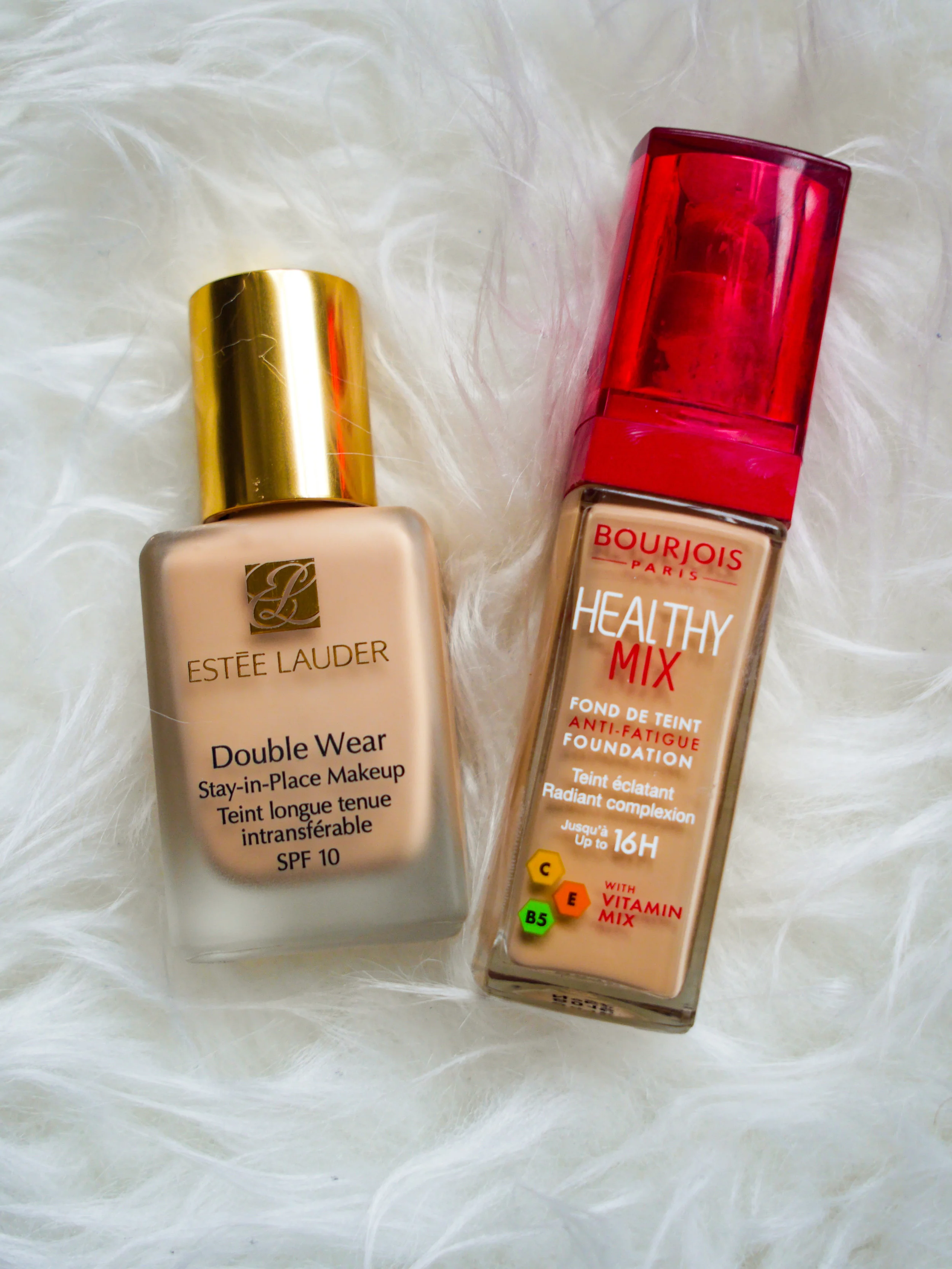 Estee Lauder Double Wear Foundation with Bourjois Paris Healthy Mix Foundation