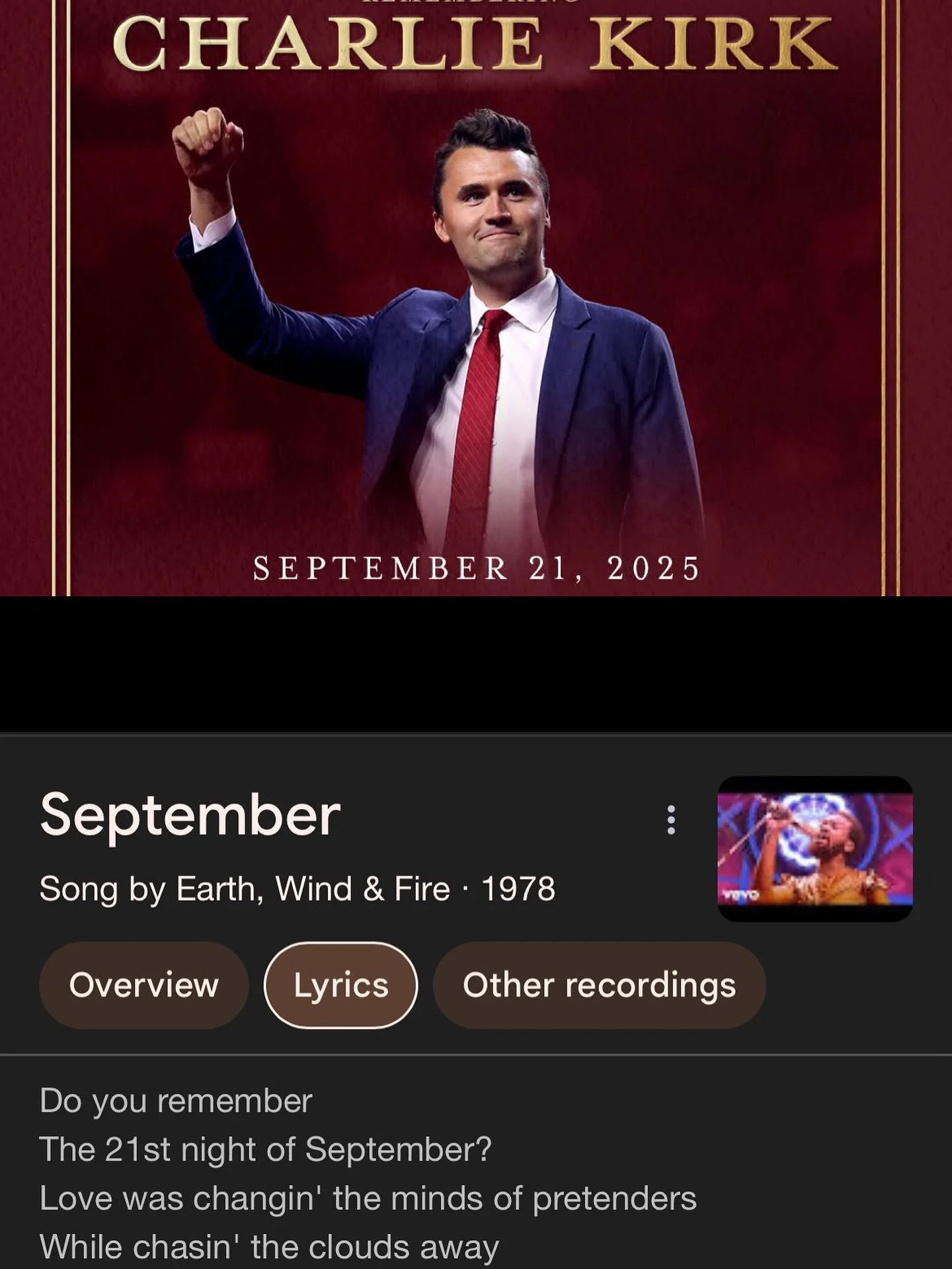 Prophetic song? #jokingnotjoking 
But for reals, yesterday a billion people heard the gospel of Jesus proclaimed at the Charlie Kirk memorial service.
The fruit speaks for itself. When’s the last time that has ever happened in the history of t