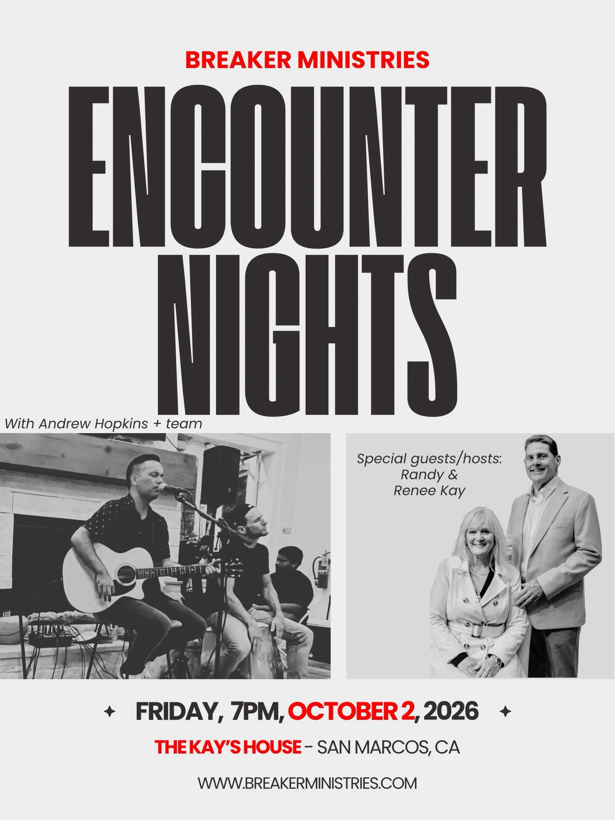 Breaker Encounter Night w/ the Kay&rsquo;s

We&rsquo;re excited to worship God, encounter His Presence, and experience the atmosphere of Heaven together. 

@randykayministries is the author of Heaven Encounters and is the leading authority on Christi