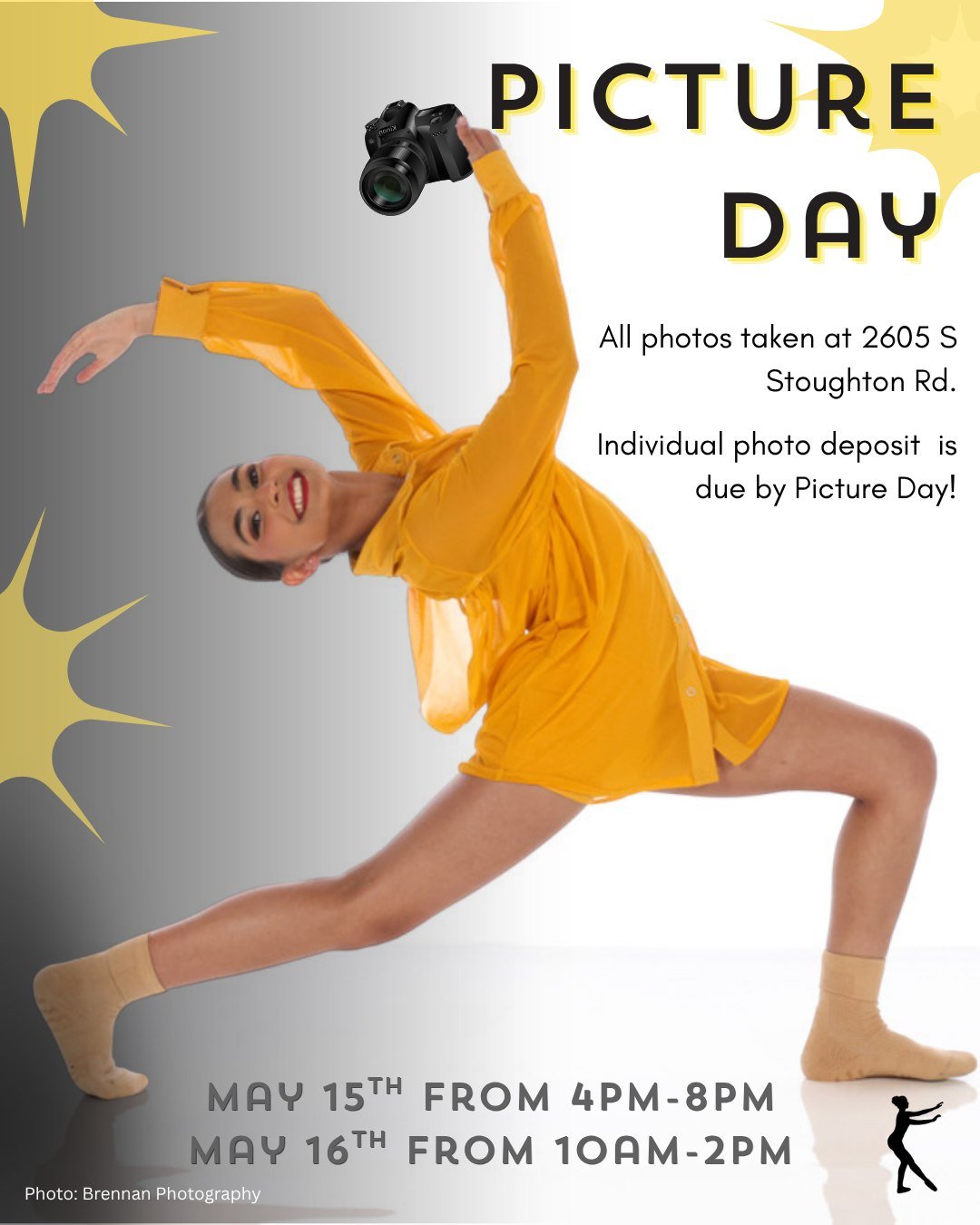 📸🧀Say cheese! Picture Day is May 15 and May 16! 

Dancers, start practicing those smiles, Picture Day is right around the corner! We're looking forward to welcoming @brennan_photo back into our studios in just a few weeks! All families recently rec