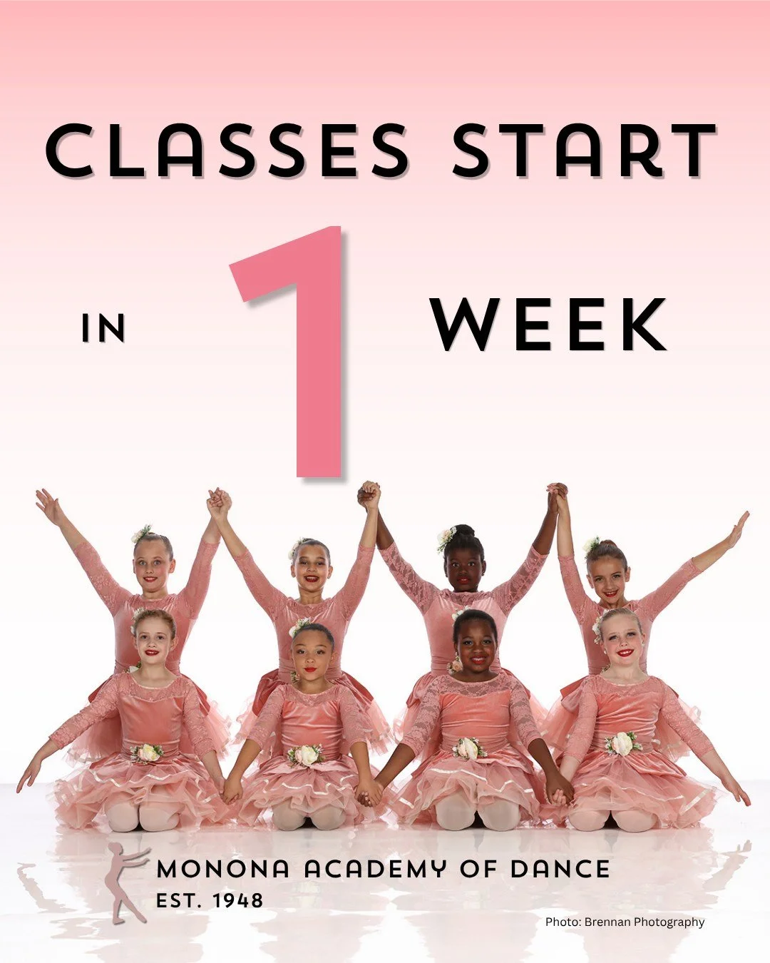 We are ONE week away from classes!

Are you registered and ready to go? Our academic year begins on Monday, August 24th at our Madison location AND Sun Prairie location! Join us for our 79th year of dance! 

Visit www.mononaacademyofdance.org/dance-w