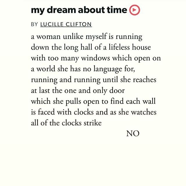 #lucilleclifton I was so fortunate to be in a workshop with Lucille Clifton. That day, a poet who was sharing her own poem began to cry. And everyone sat quietly, waiting. Lucille said something I have never forgotten. She said that one must never le