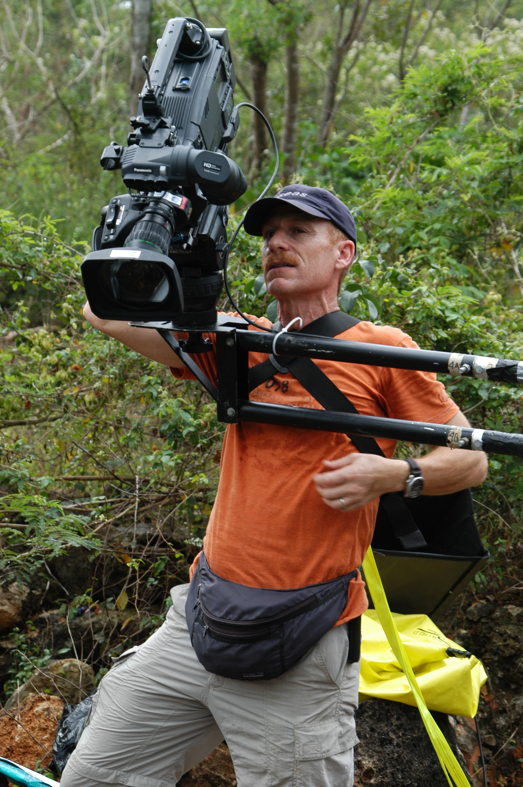 Filming in the jungle with a jib arm.