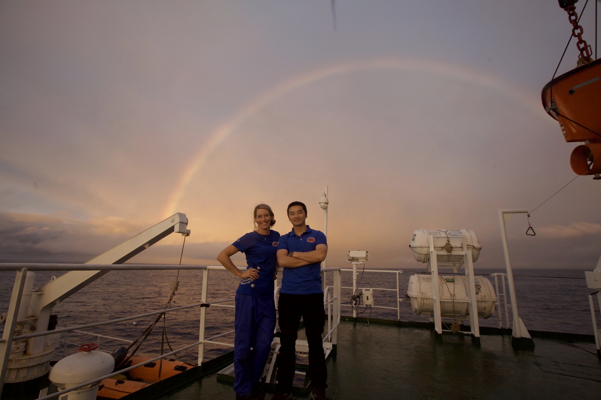 Rachael and Fu at sea. 
