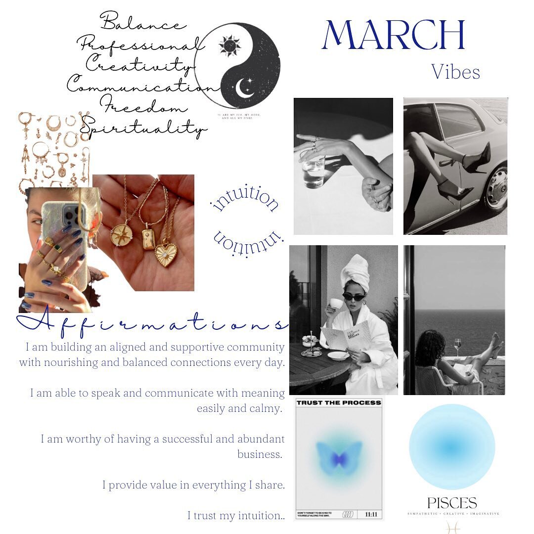 March Business Mood Board-

I am such a visual person and felt like I couldn't articulate the words to describe how I wanted my business to feel, I wasn't clear on my vision or goals. I was struggling to connect with who I am as an entrepreneur and t