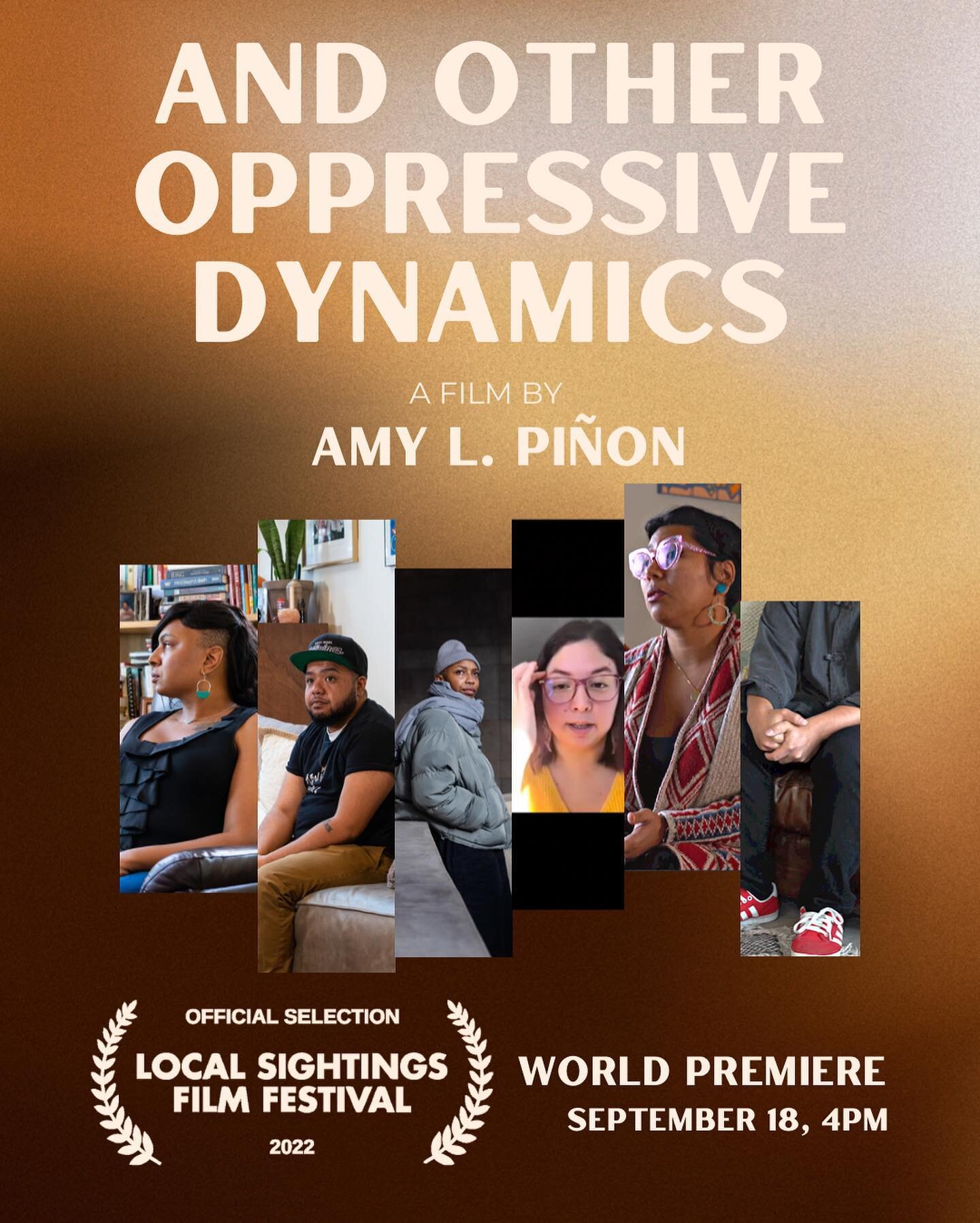 ✨I&rsquo;m proud to announce the ✨World Premiere✨ of And Other Oppressive Dynamics!✨

Local Sightings Film Festival
September 18, 4pm (in person)
Available online through September 25
🎟Ticket link in bio🎟

📷3rd slide is from our first draft screen