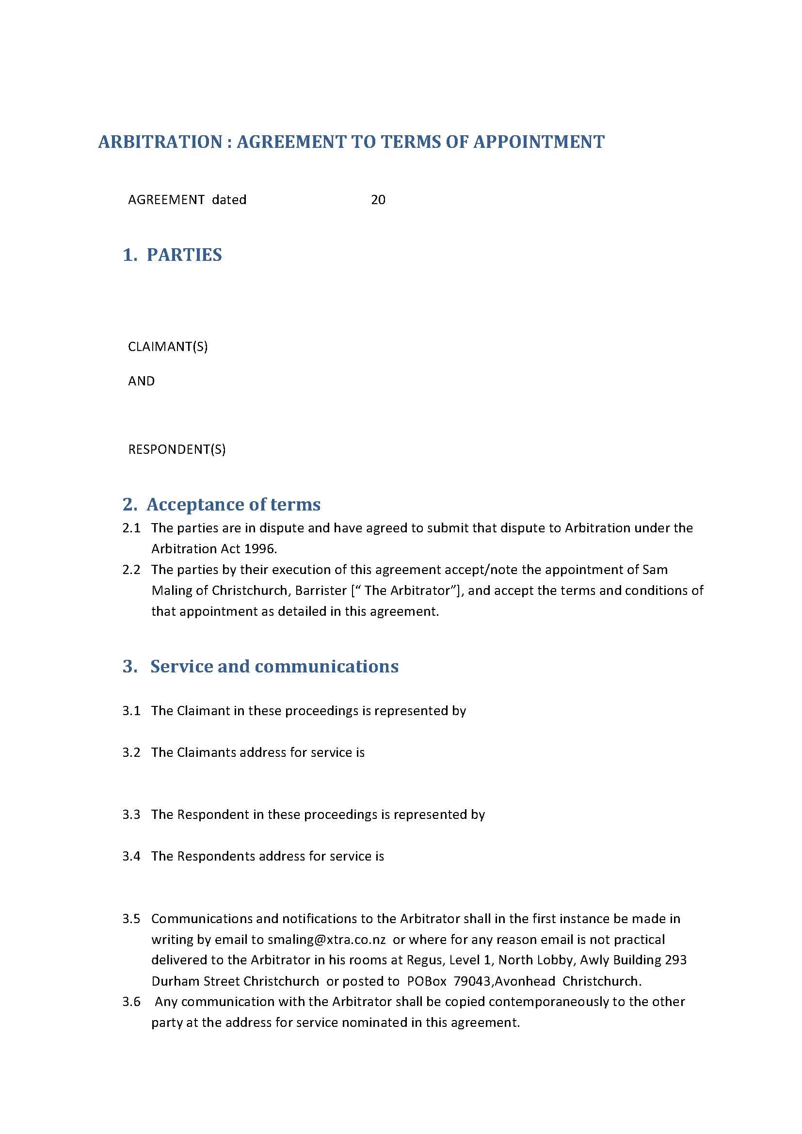 Arbitration Agreement recording terms of Appointment of Engagement _Page_1.jpg