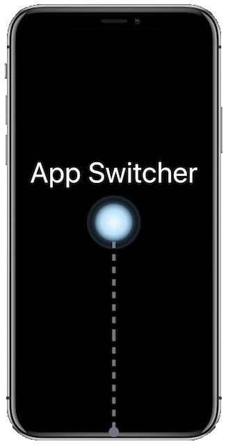 Image of iPhone with gesture of finger swiping up from the bottom of the screen (image courtesy of Apple).