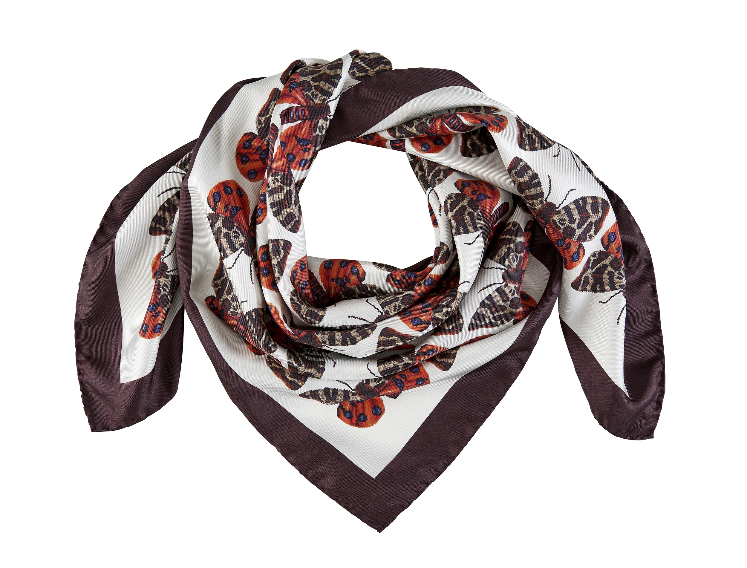 beautiful silk scarf with garden tiger moth pattern insect