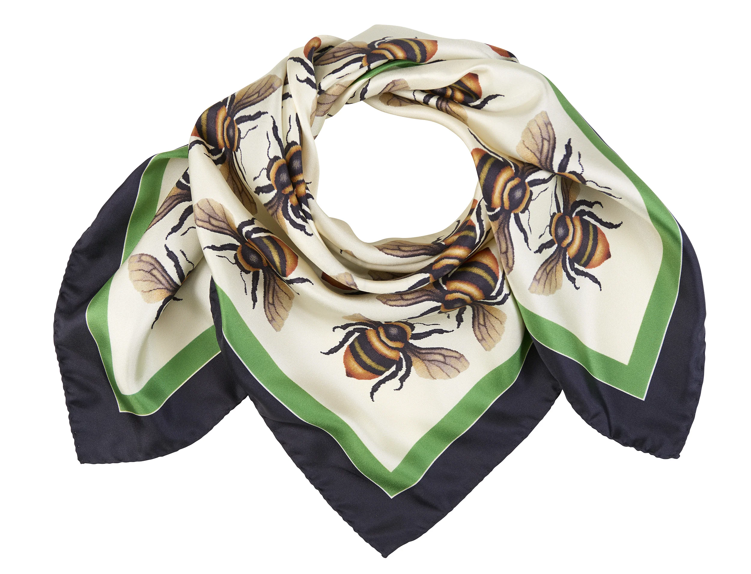 endangered shrill carder bee on luxury silk scarf made in italy