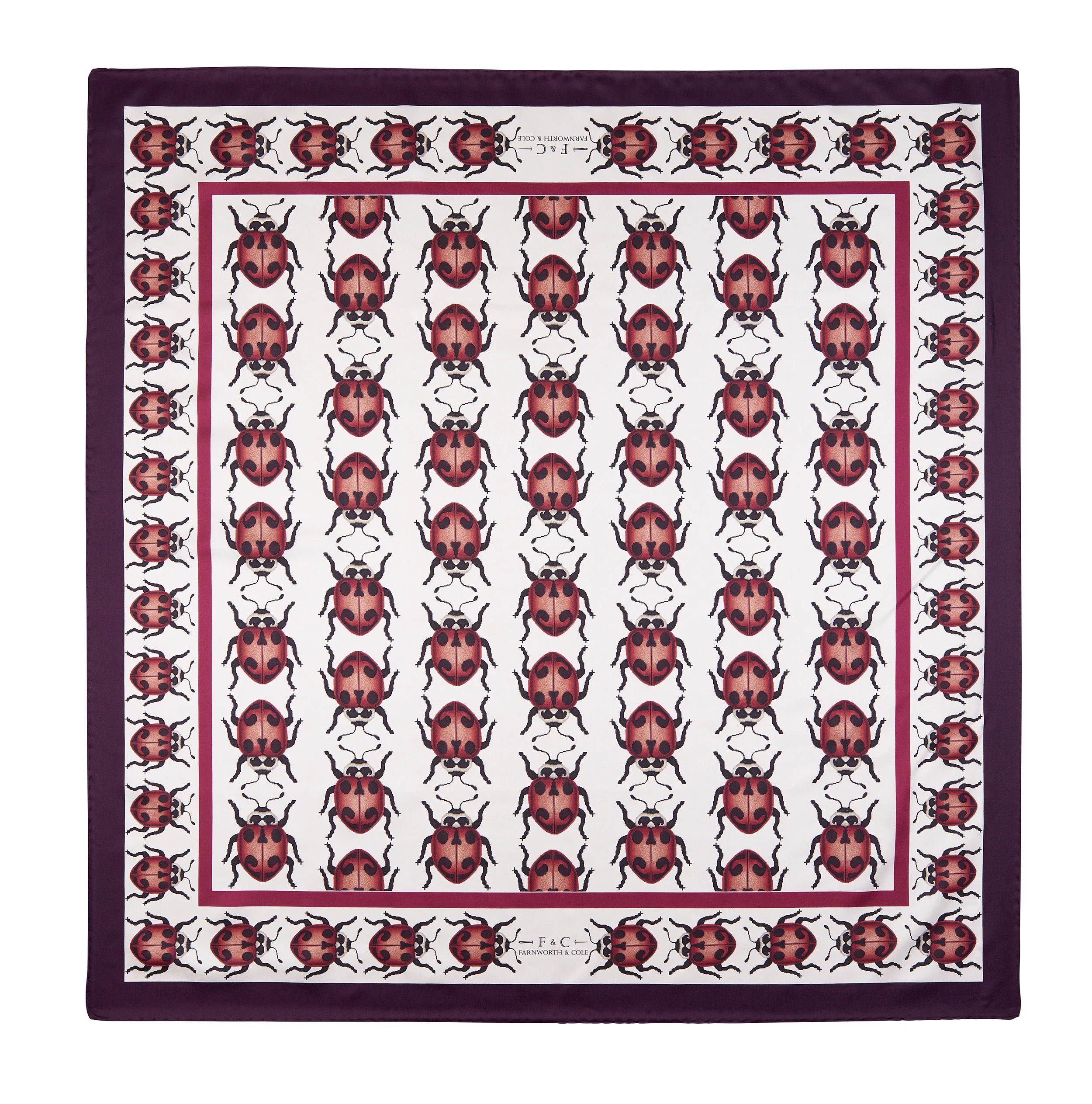 pink ladybirds on silk scarf