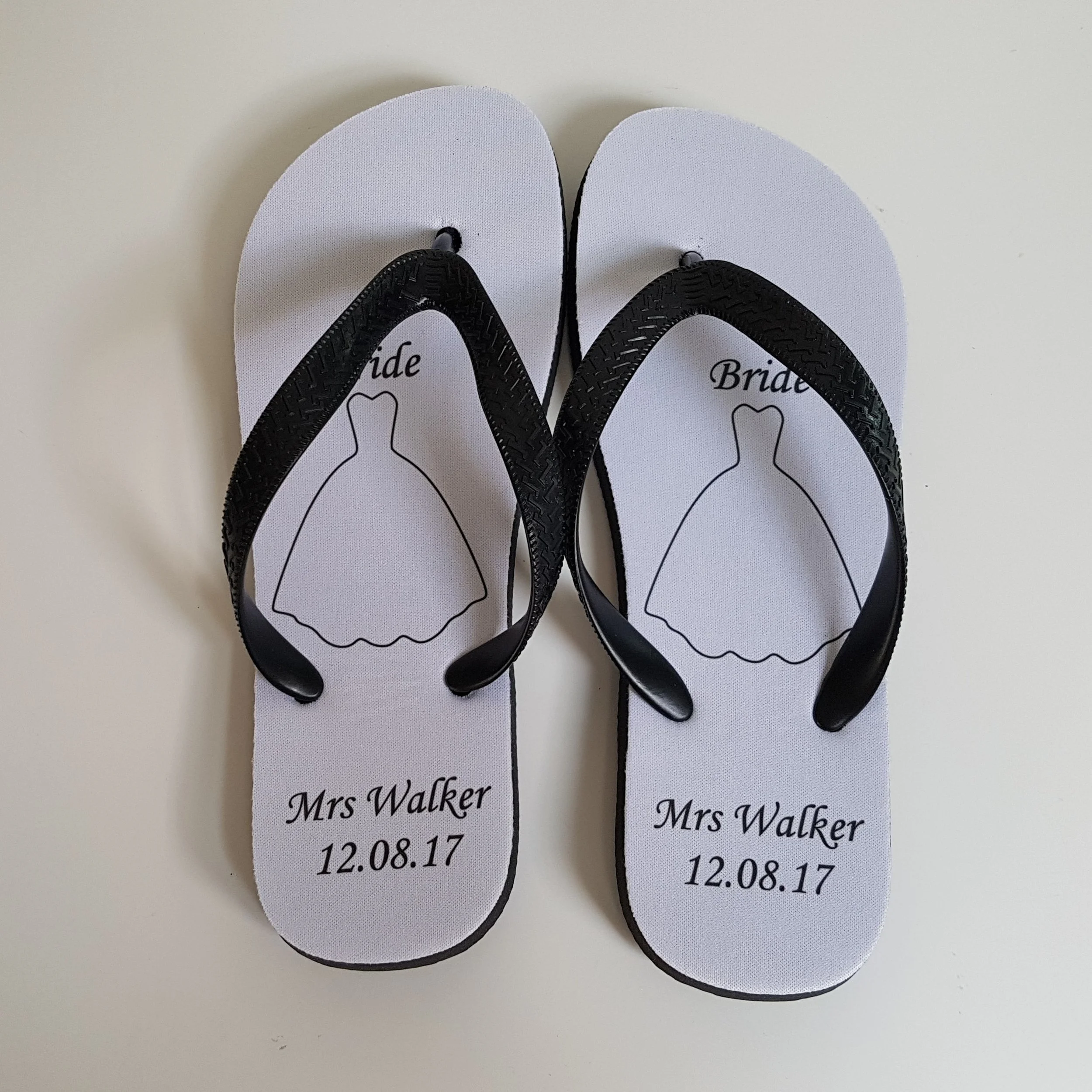 personalised bride flip flops