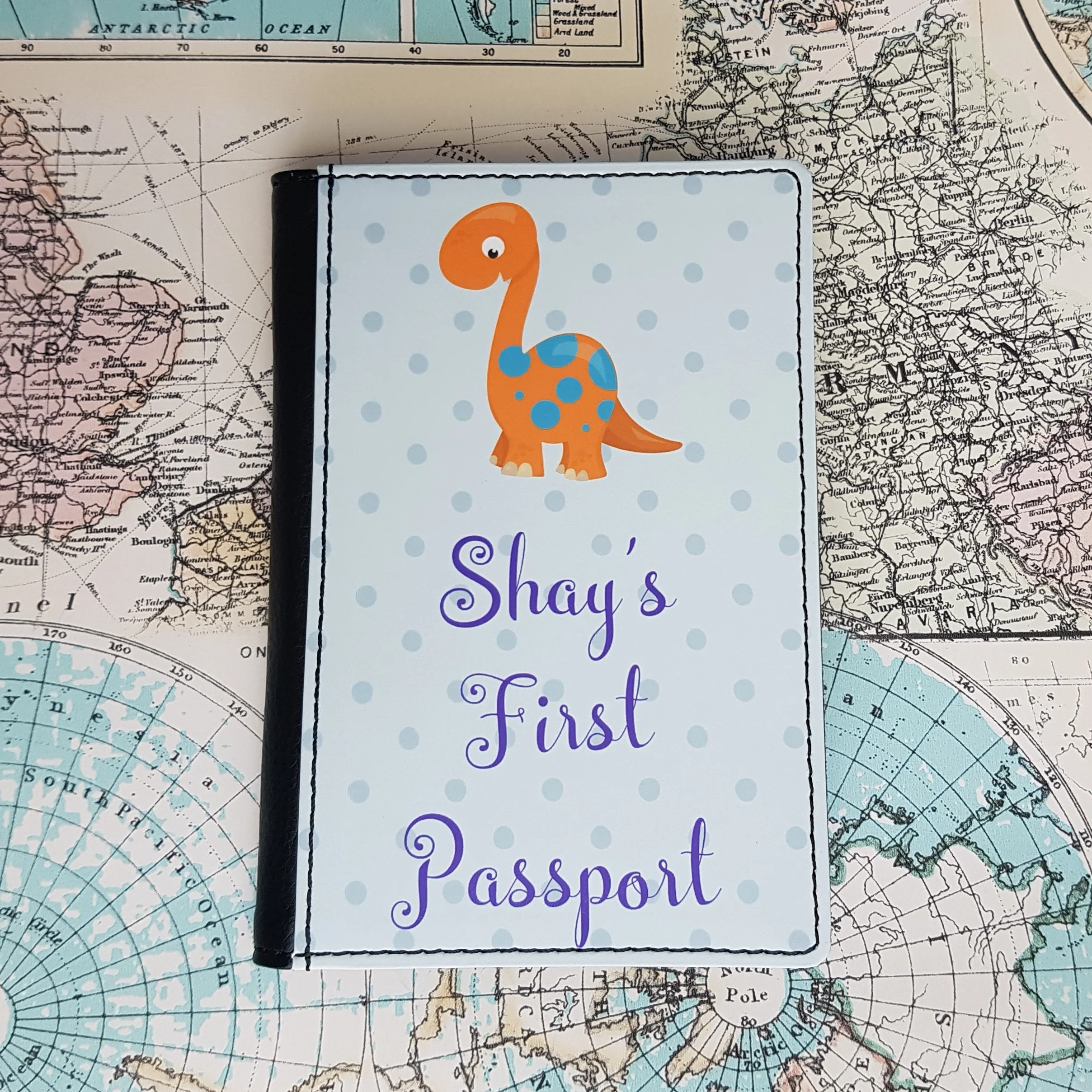 Leather Dinosaur Passport Holder — Handcrafted Me