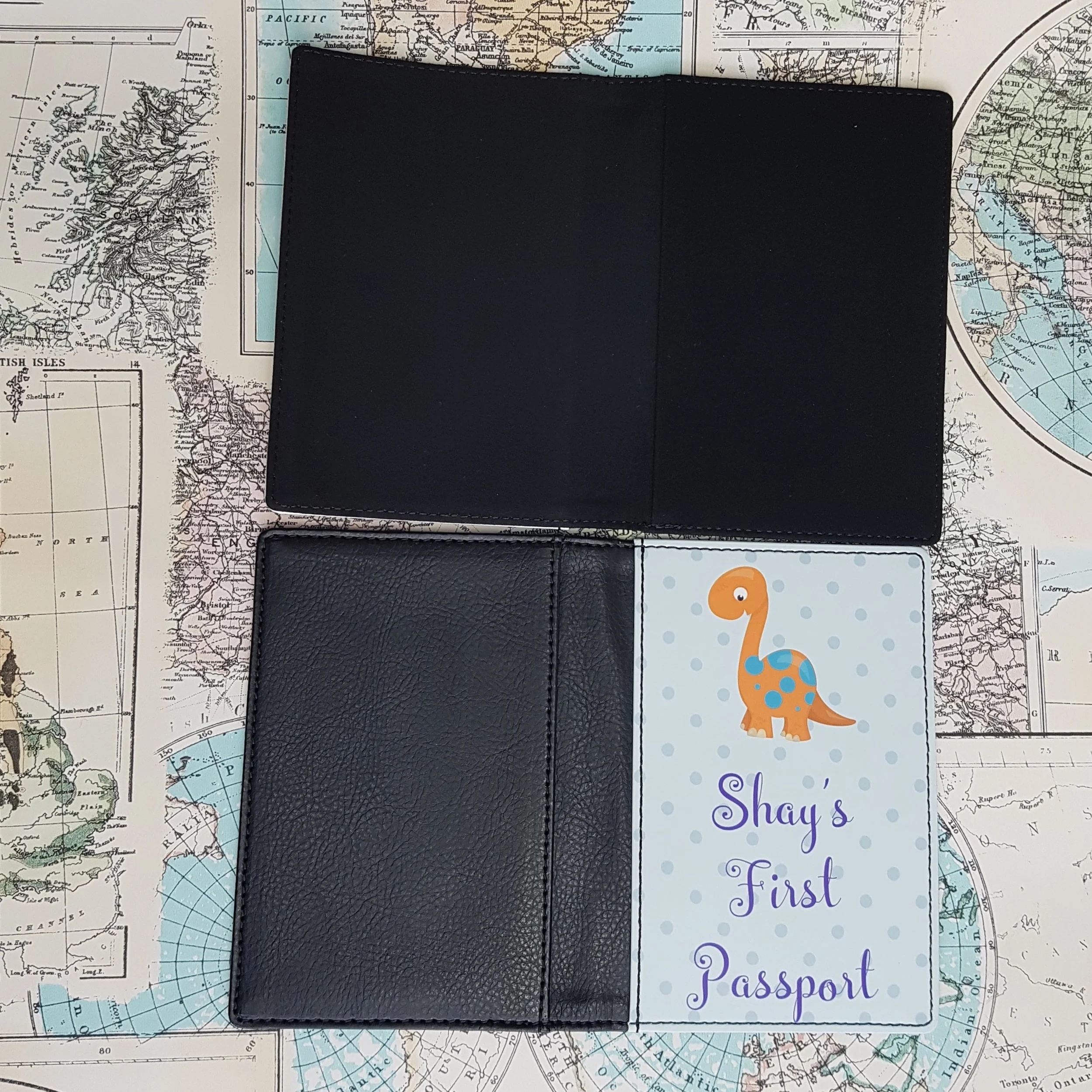 Leather Dinosaur Passport Holder — Handcrafted Me