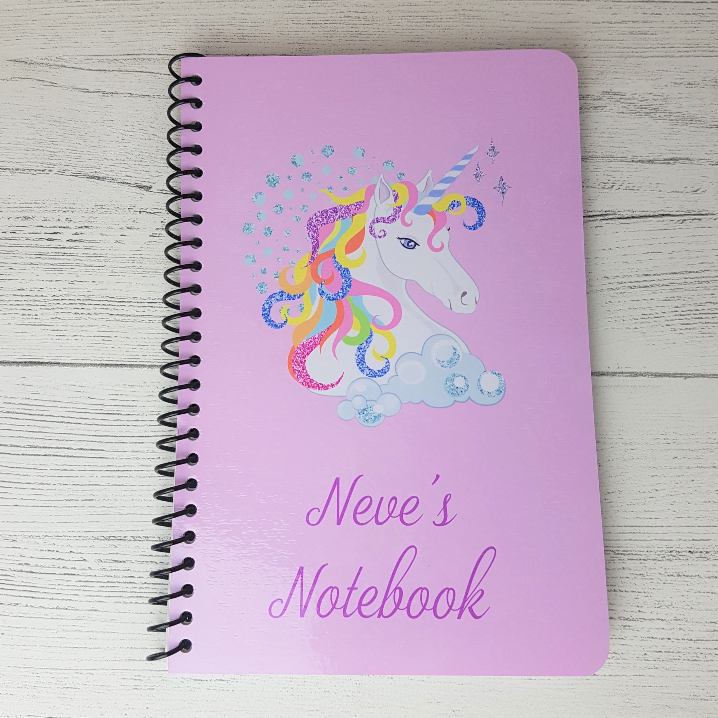 Lined or Unlined Note Pad or Sketch Pad Personalised Unicorn Notepad Spiral Bound