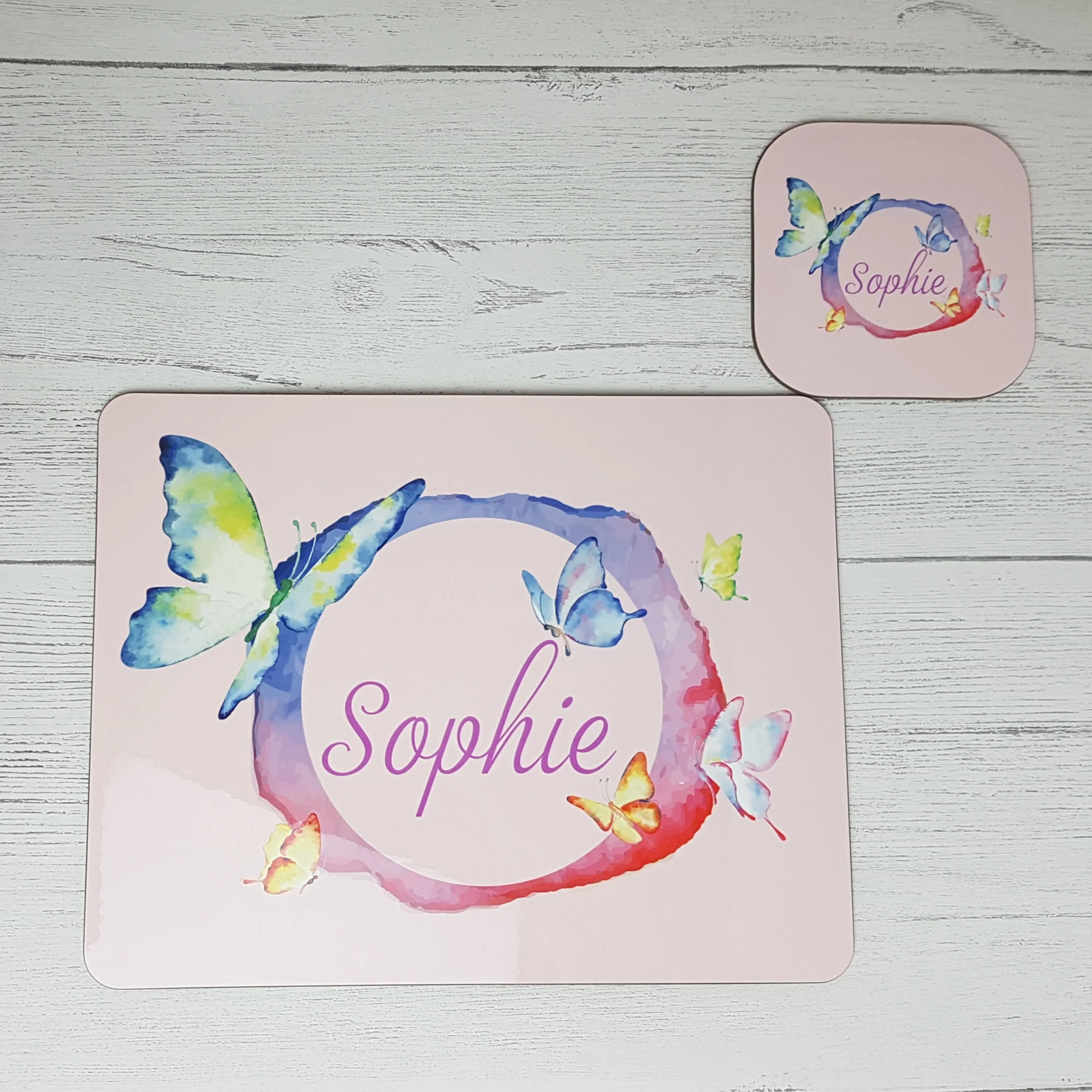PERSONALISED BUTTERFLY PLACEMAT & COASTER SET