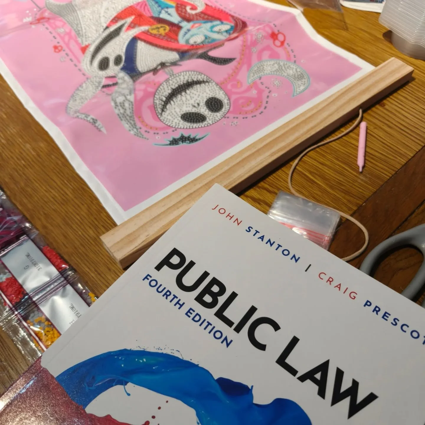 When you're a student but also a mum. Diamond art for mini me and assignments for me.