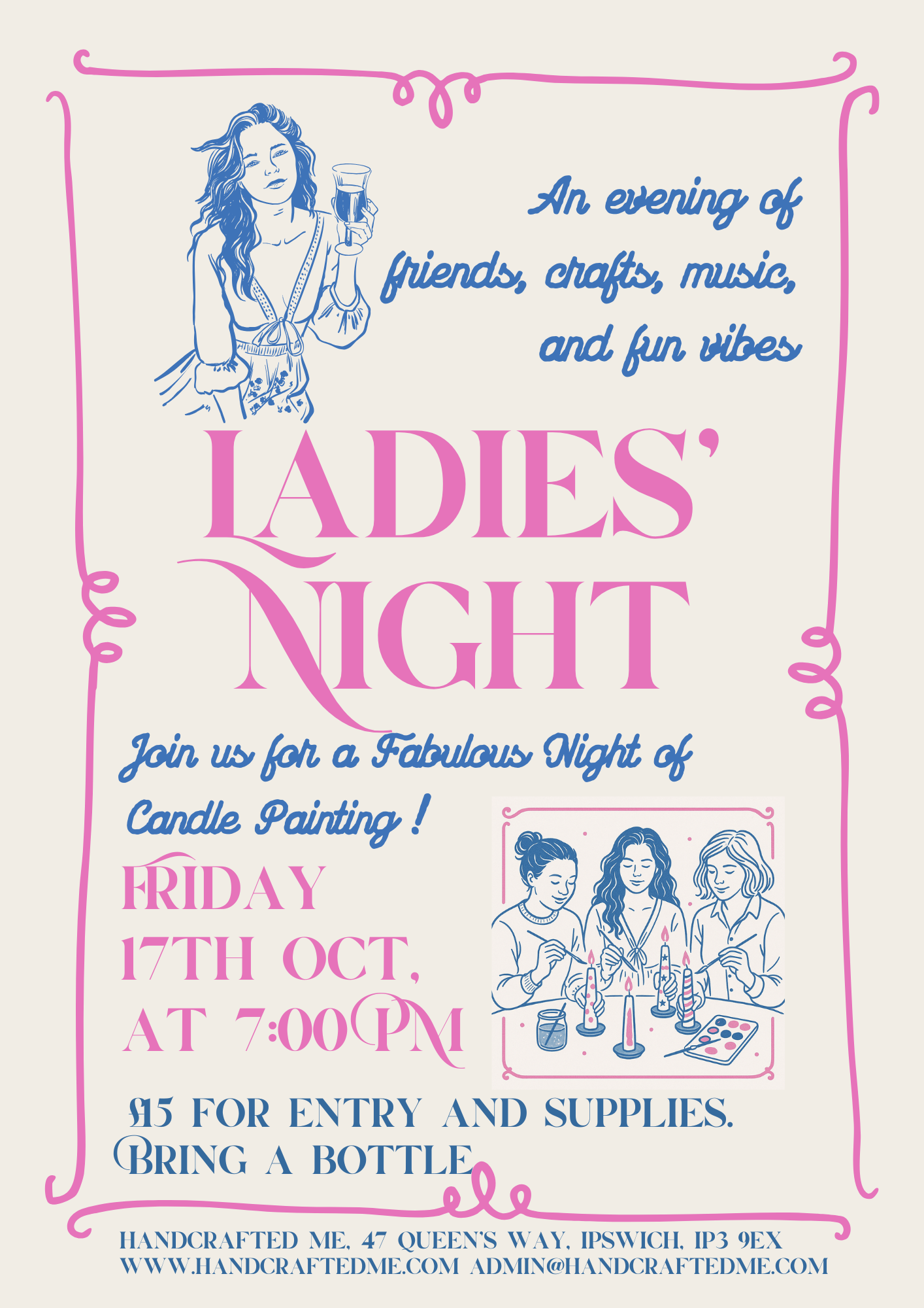 Beige Pink Simple Illustrative Ladies' Night Flyer.png