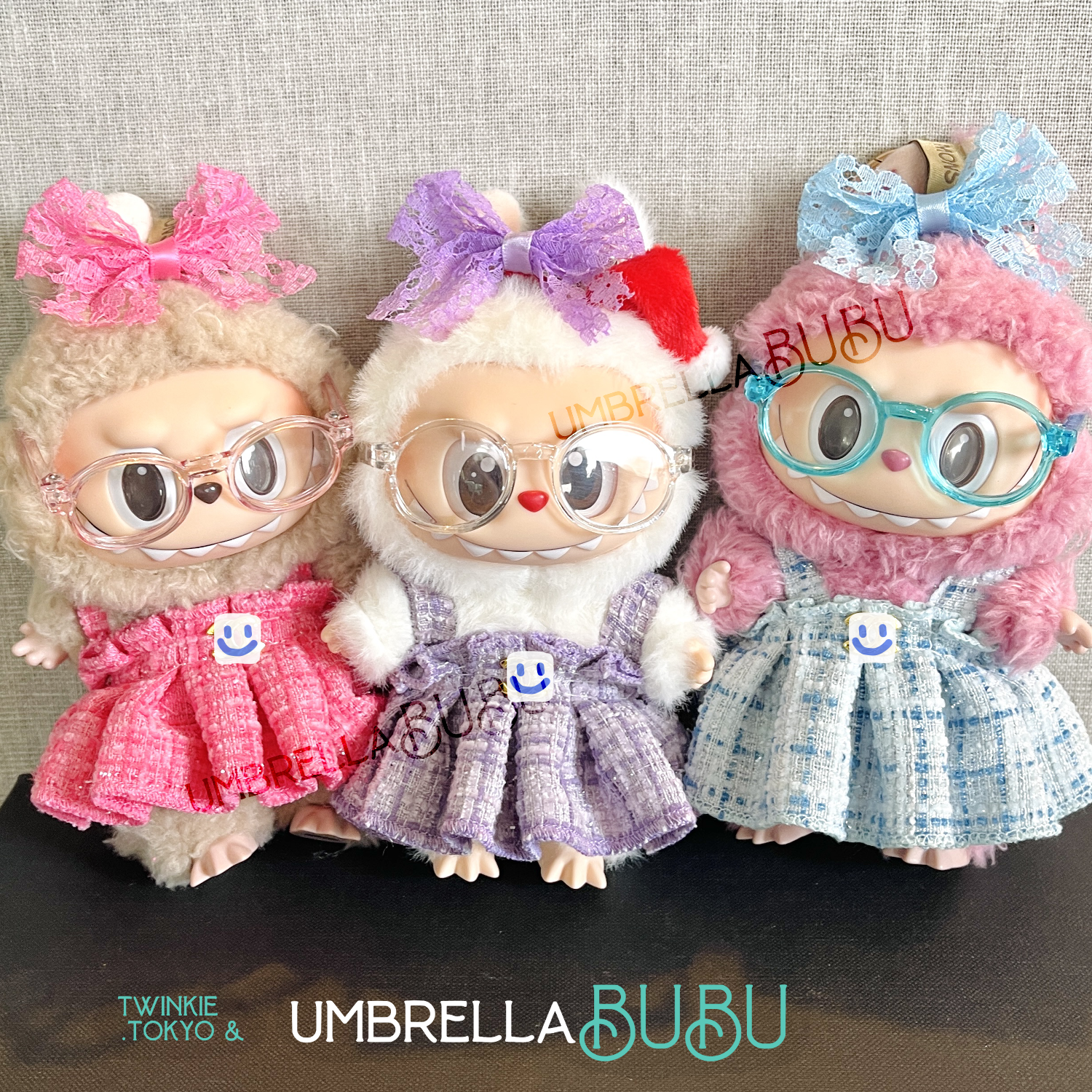 Labubu Doll 3-Pcs Set Purple Chenille Dress Outfit  Twinkie.Tokyo