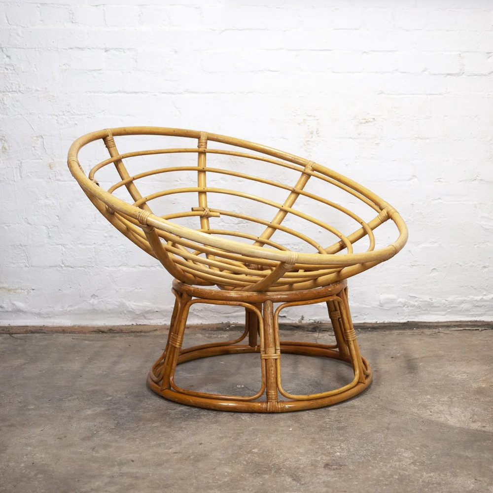 Large Round Bamboo Papasan Chair, 1970s — Bull Tash