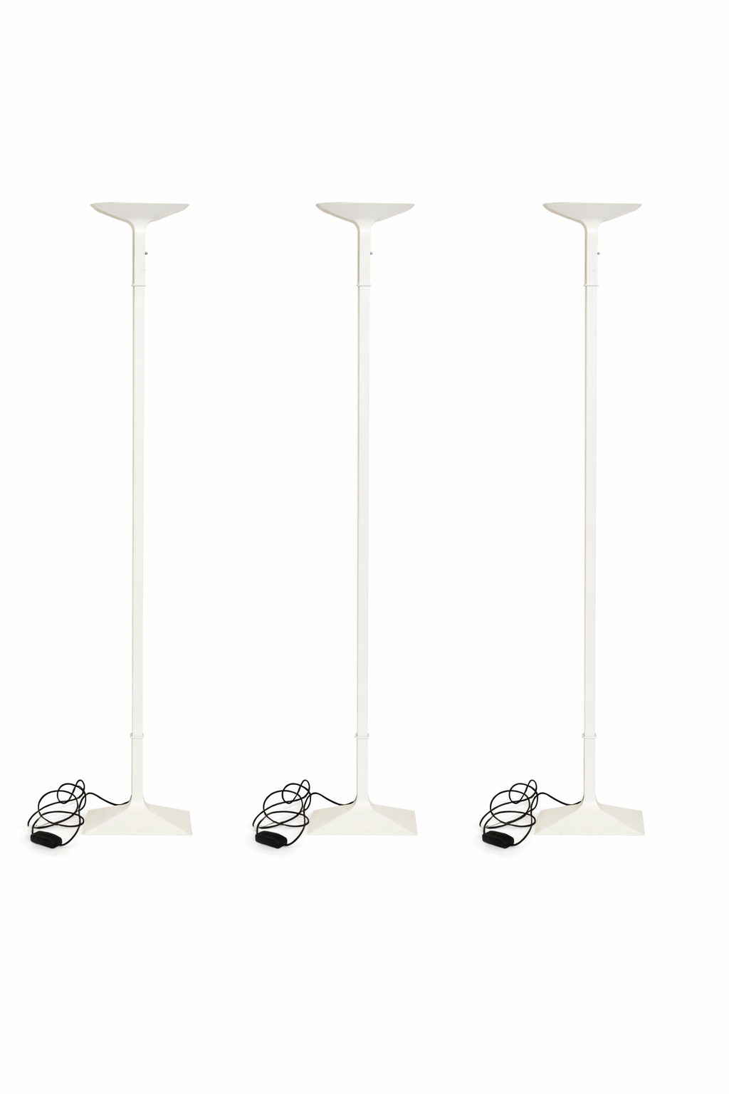 Set of 3 White Rectangular Fluted Head Dimmable Floor Lamps by L Relco, 1980s