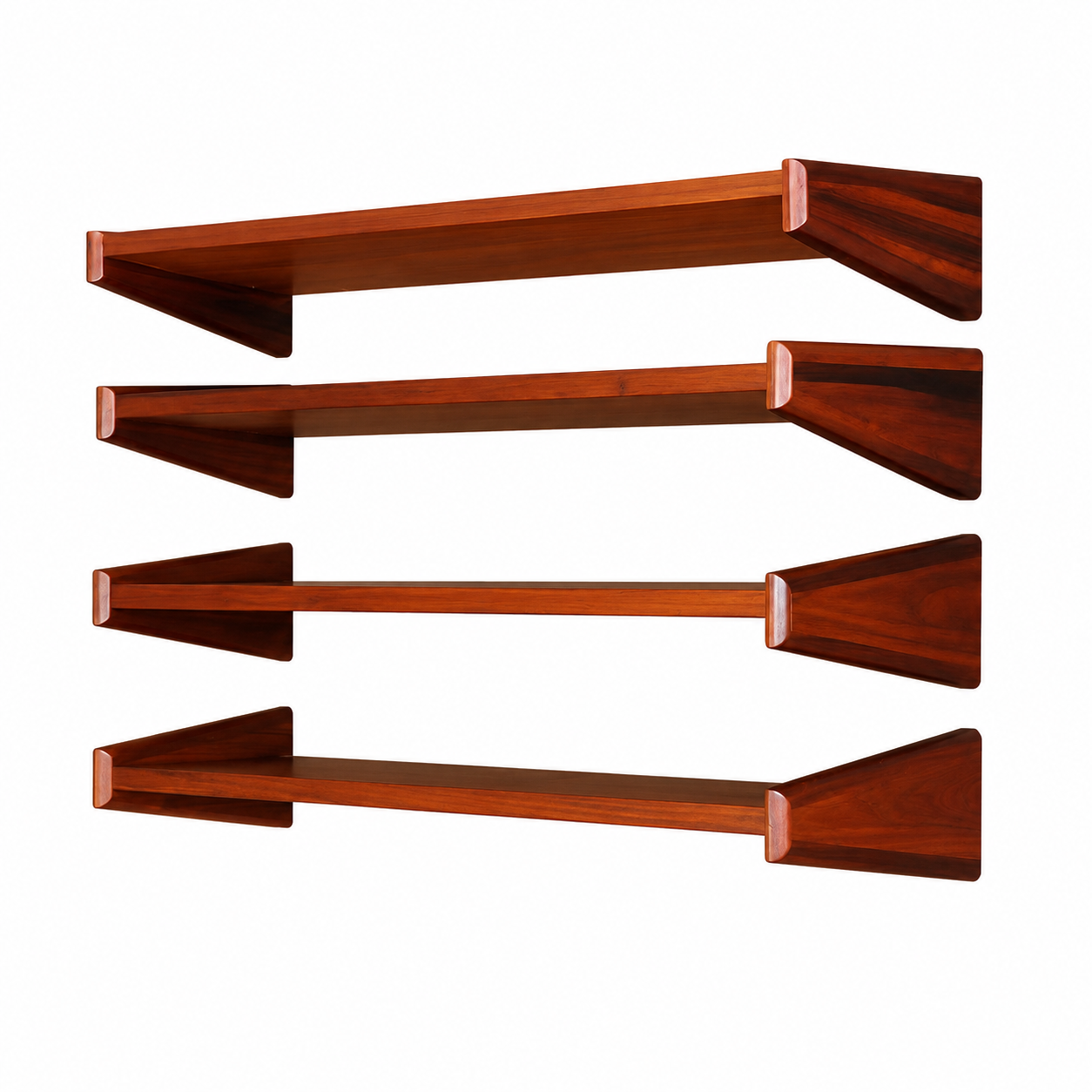 Set of Four Mid-Century Modern Floating Wall Shelves, Danish, 1960s
