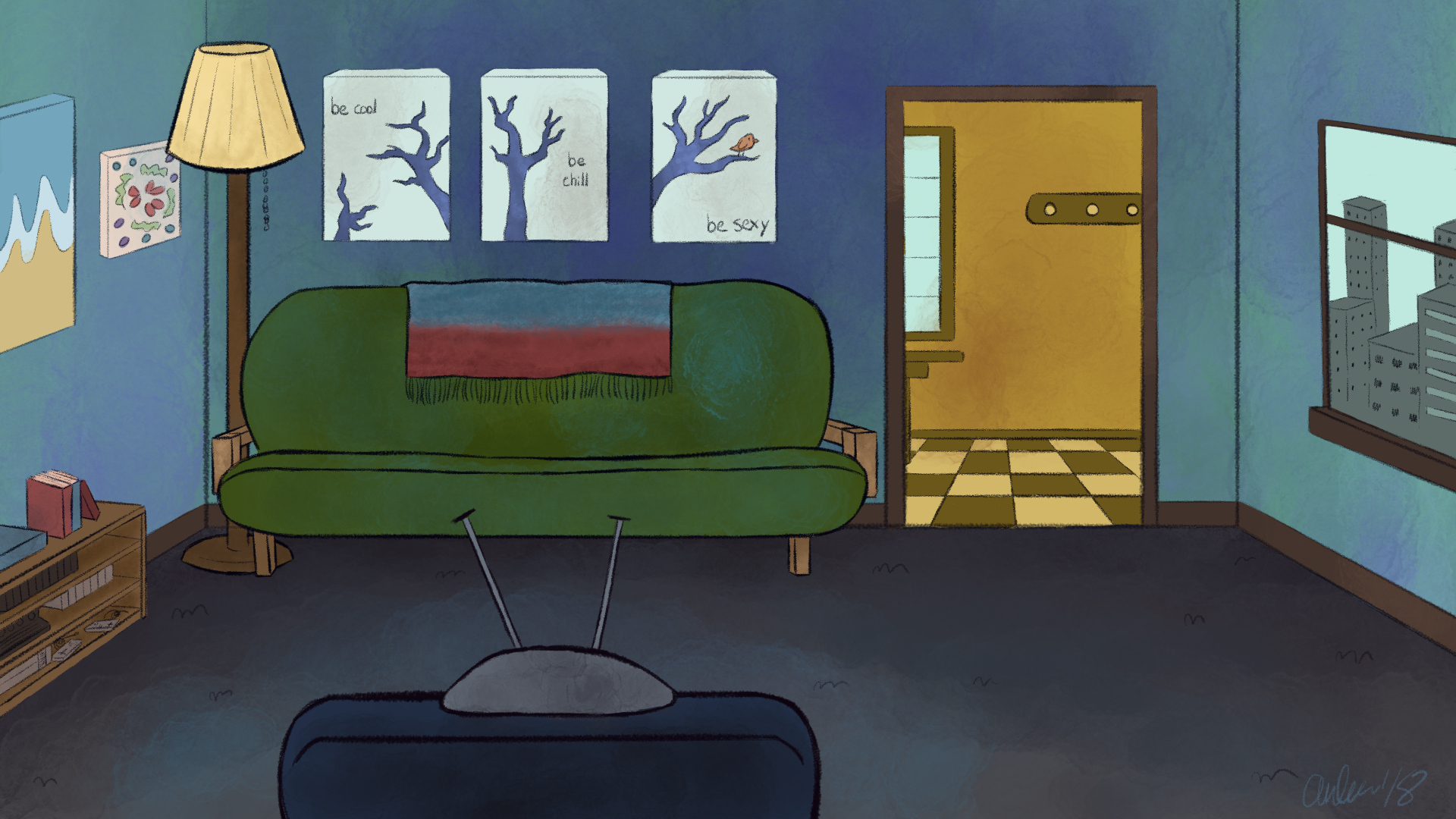 This background was fun to do because I used it to start learning Procreate. It really helped me start to be able to make better backgrounds for future projects.