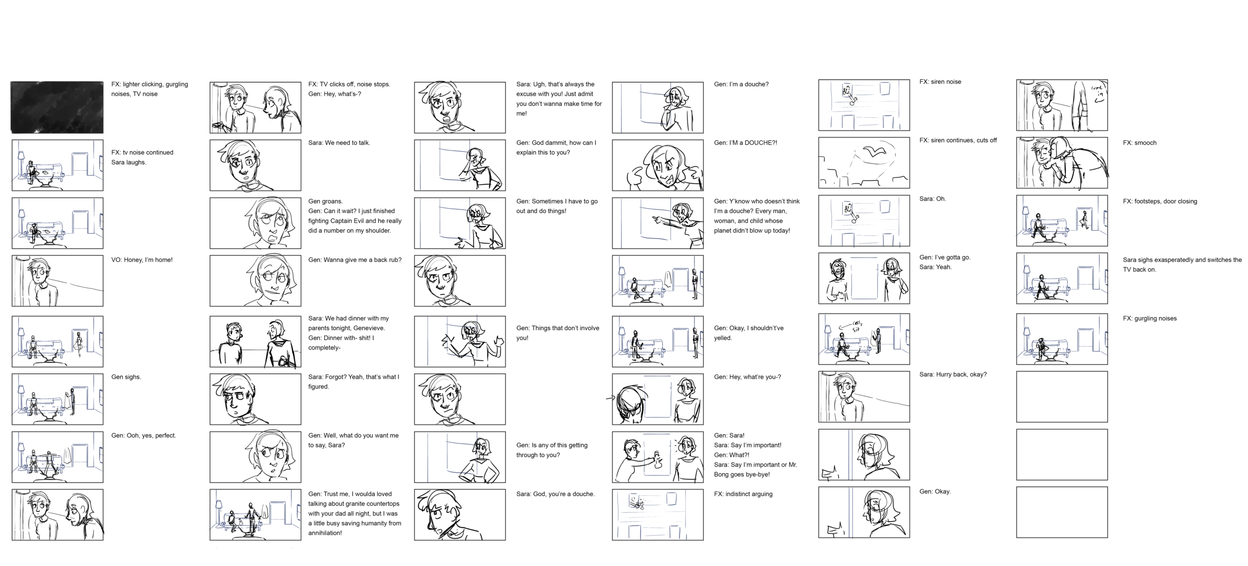 The first storyboard! Basically just marrying the script and the visuals.