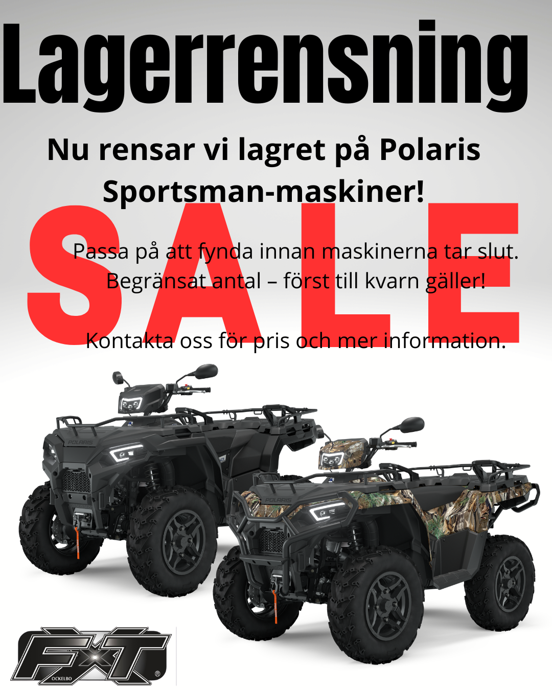 Polaris Sportsman fyrhjulingar i butik redo för omgående leverans