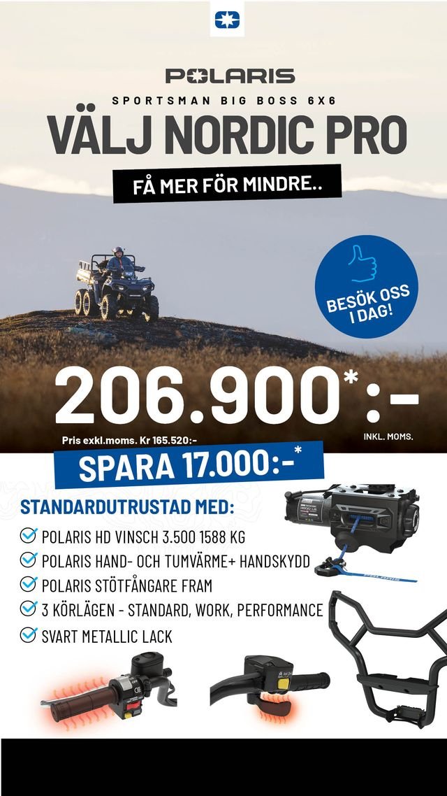 Polaris Sportsman 6x6 570 EPS Big Boss kampanj från 189 900 kronor