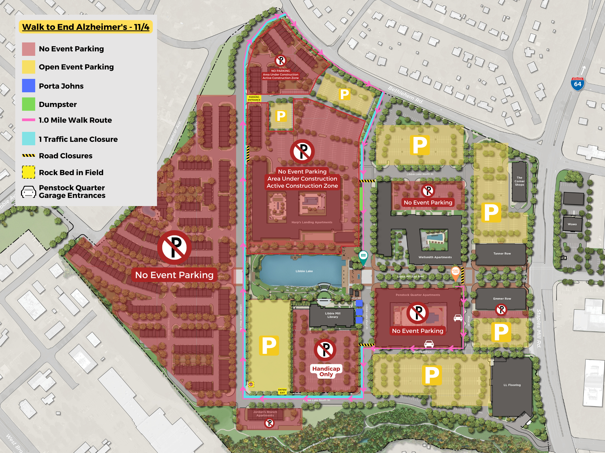 Walk to End Alzheimer's Route &amp; Parking Map