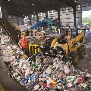 A mountain of recycling at the Sonoco Recycling Facility.