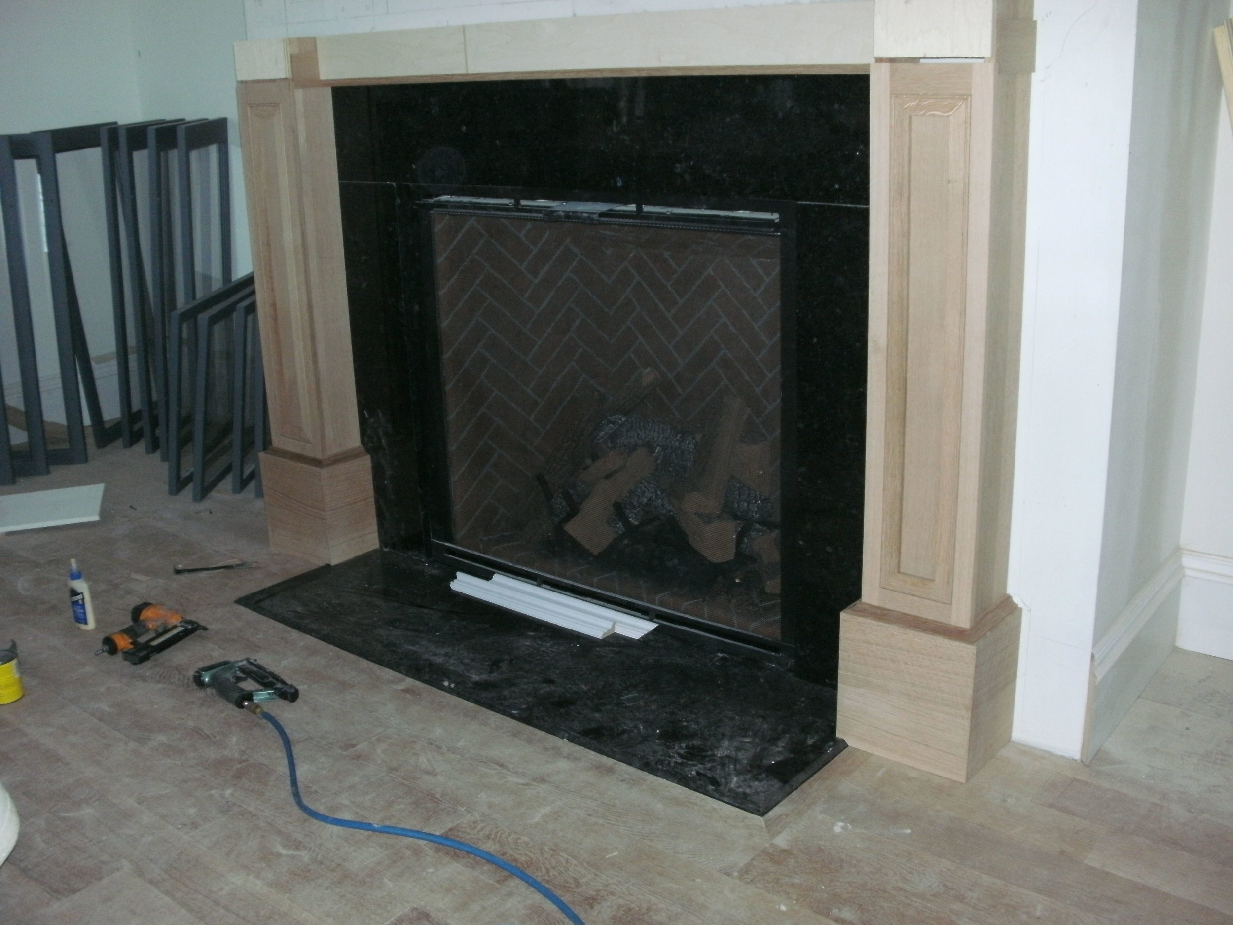 Side Legs Installed on Fireplace Surround