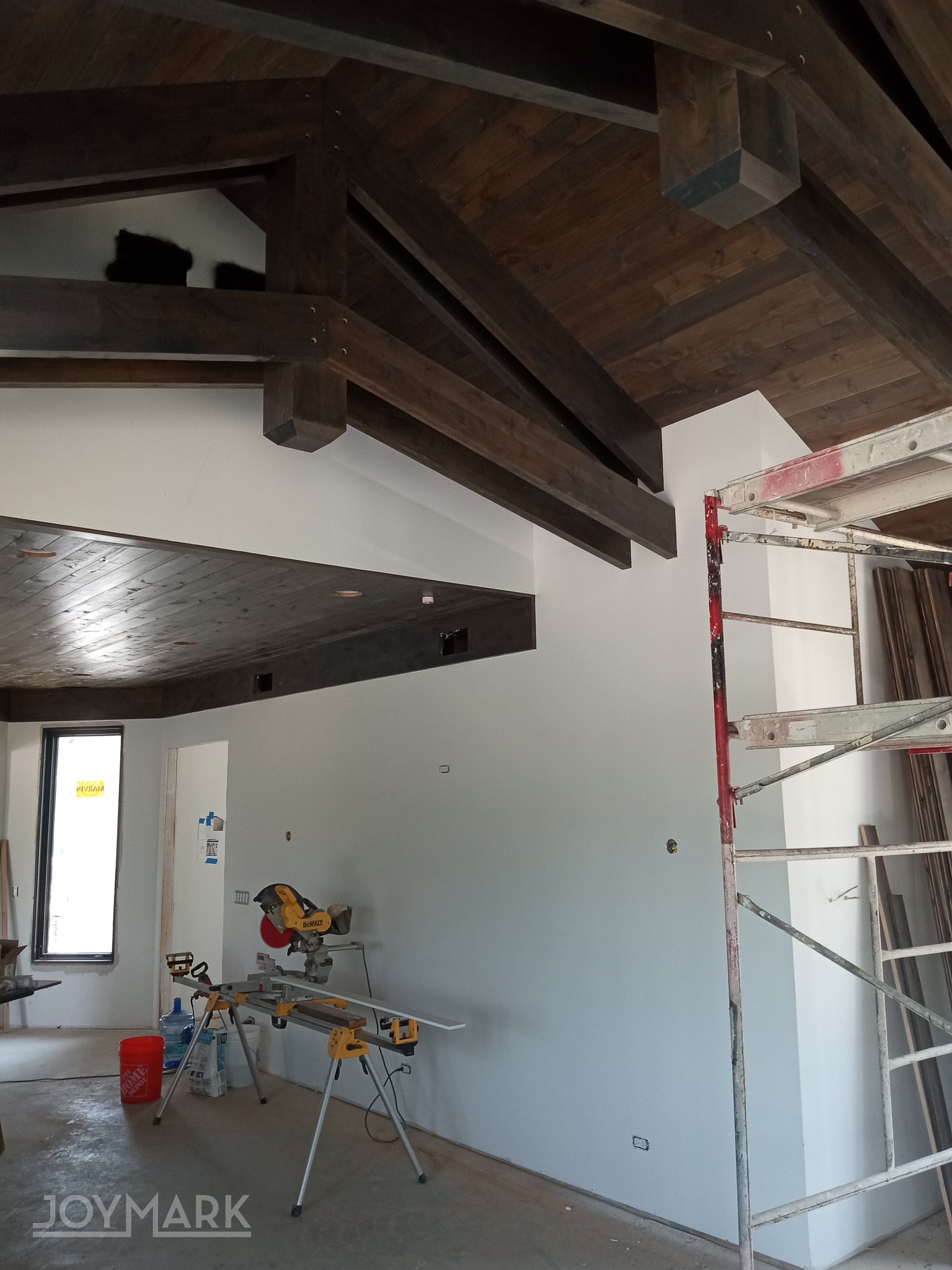 Beams appear to extend through wall