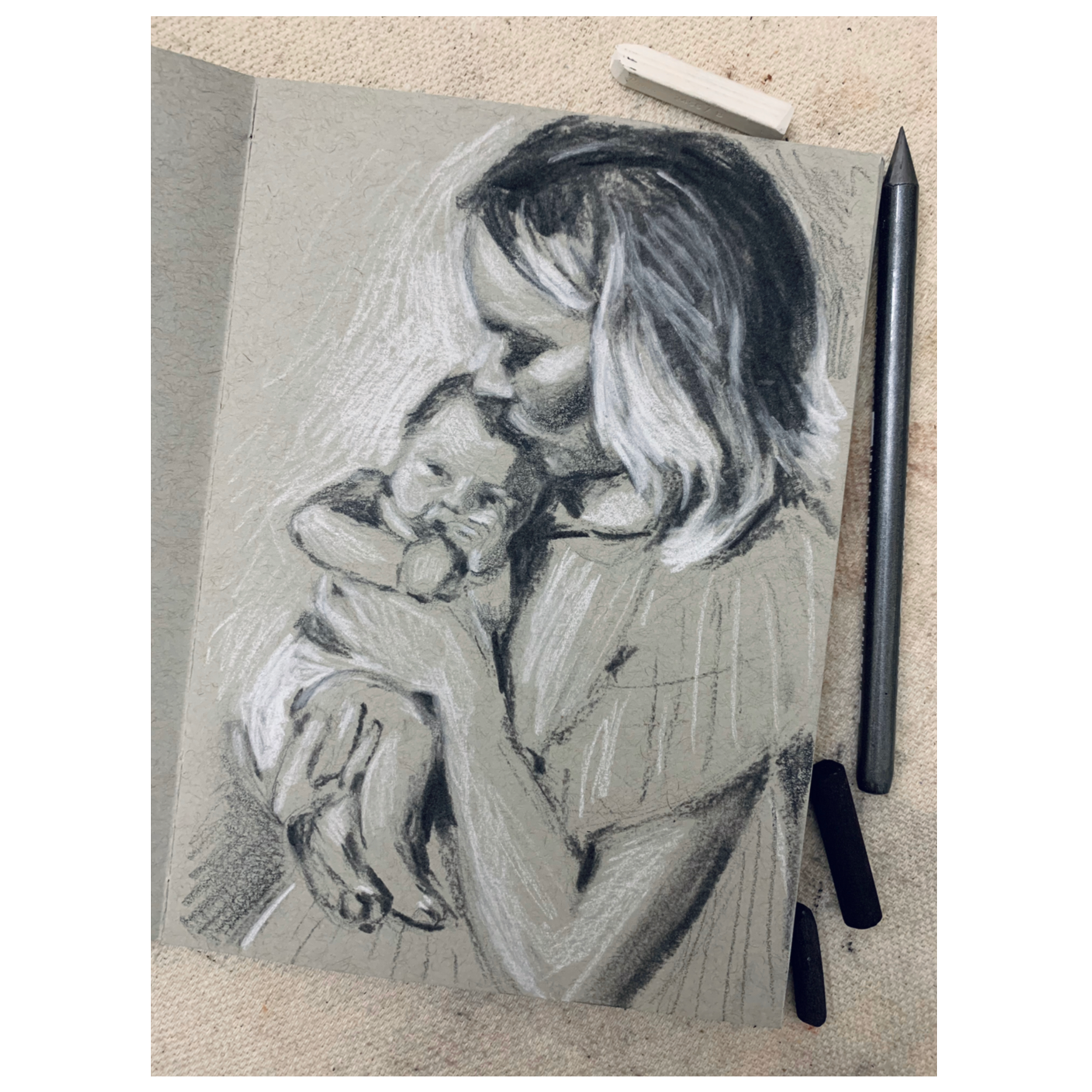 Charcoal Sketch Artist Lauren Phelps Specializes In Child S Portraits Mother And Child And Parent And Child Lauren Phelps