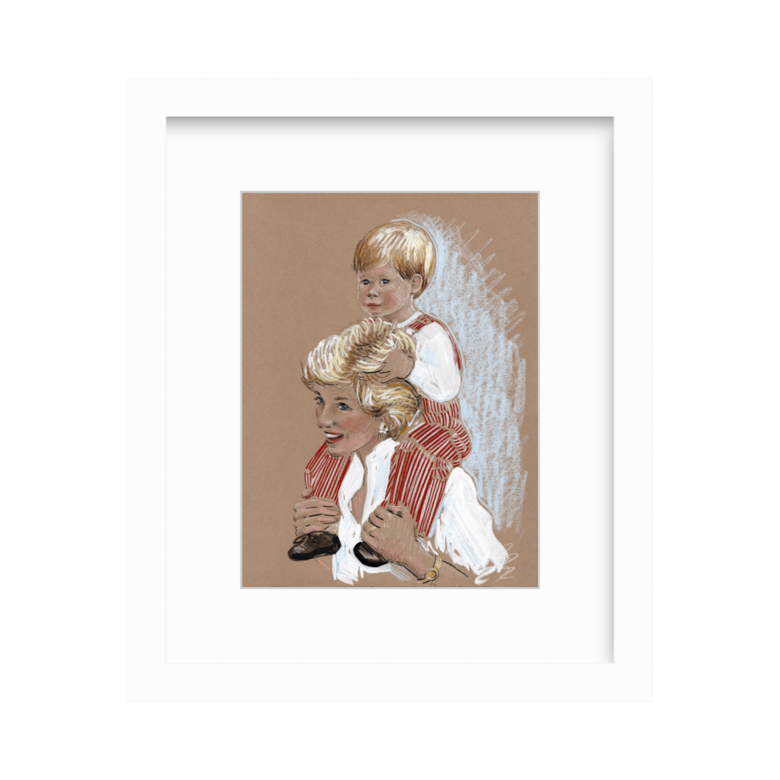 Princess Diana Framed Drawing, Fine Art Gift for Mother's Day