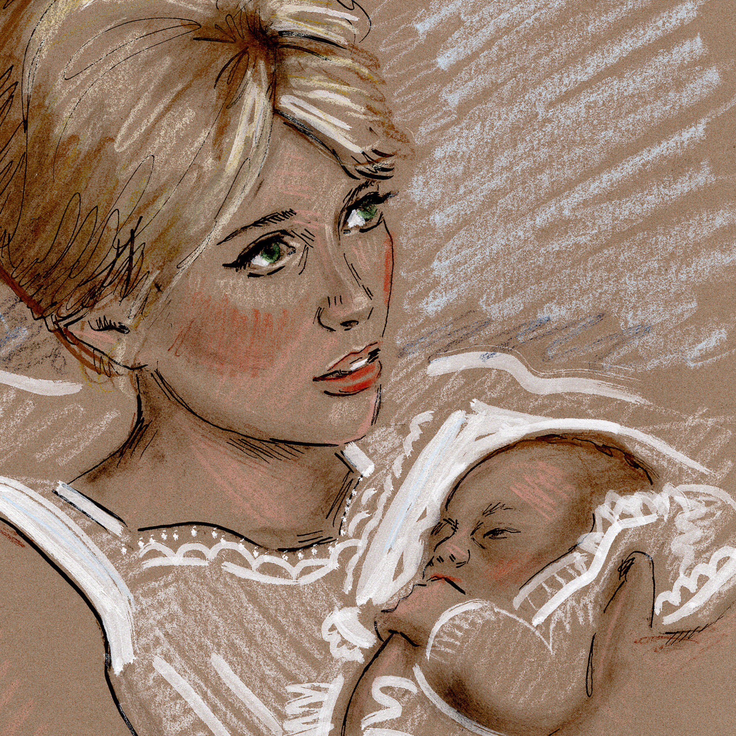 Catherine Deneuve Drawing, Fine Art Gift for Mother's Day