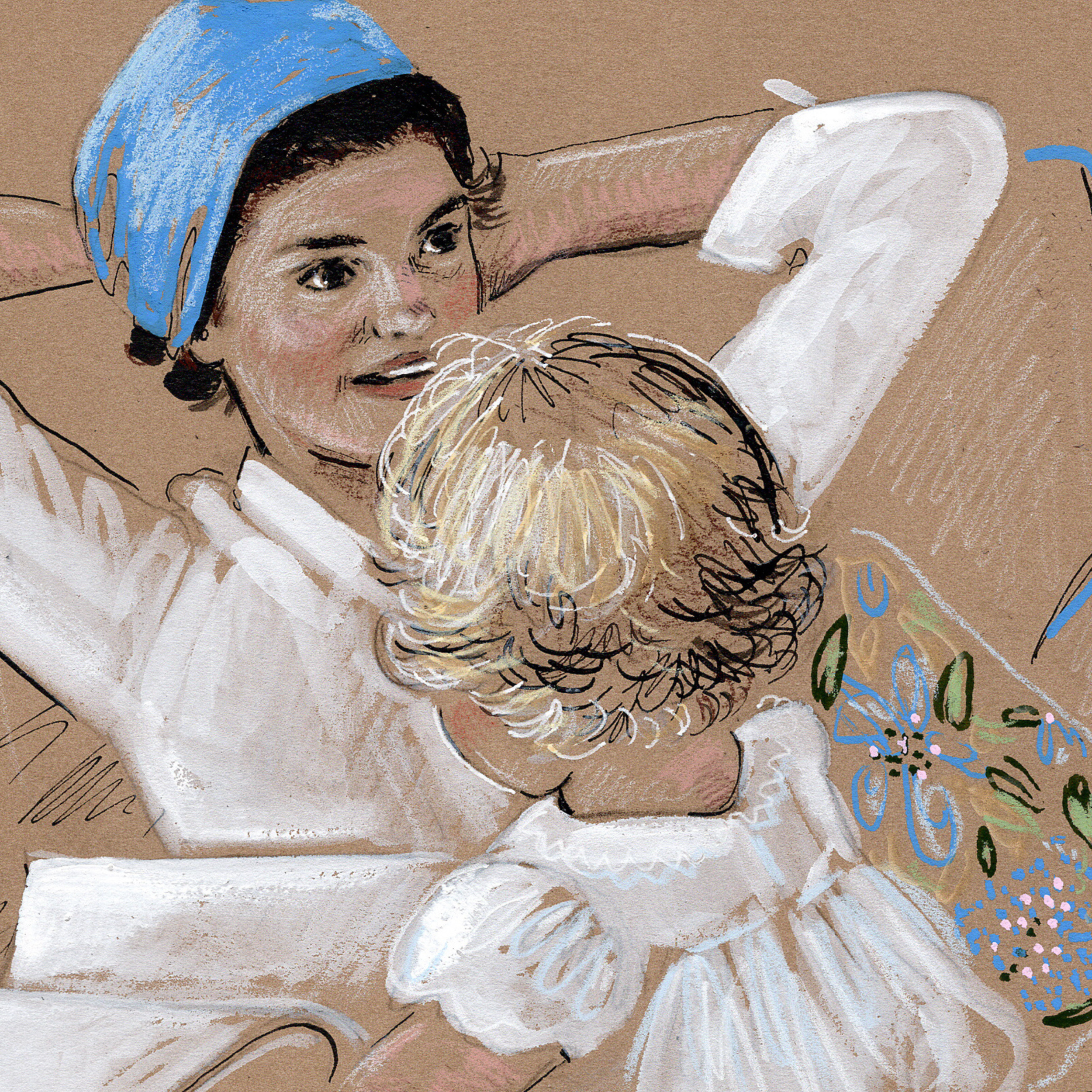 Jackie Onassis Kennedy Drawing, Fine Art Gift for Mother's Day