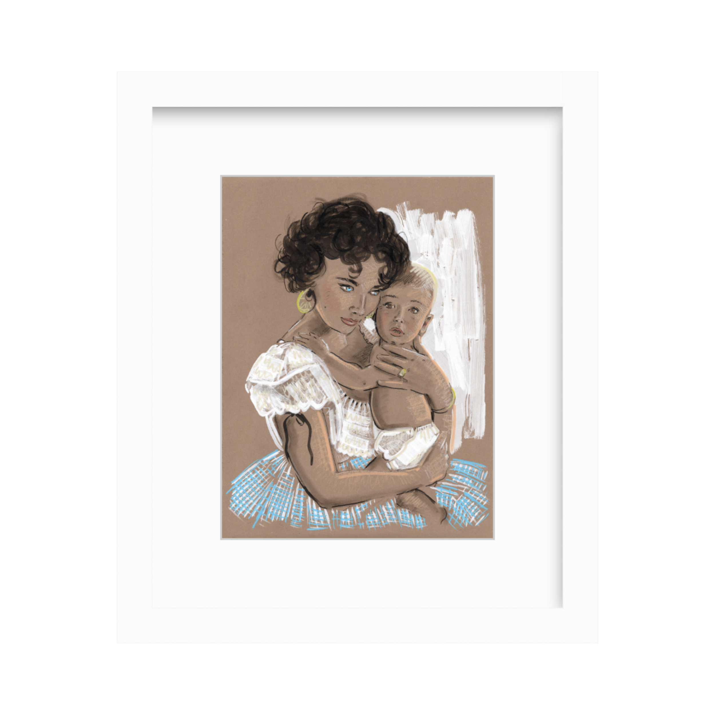 Elizabeth Taylor Framed Drawing, Fine Art Gift for Mother's Day