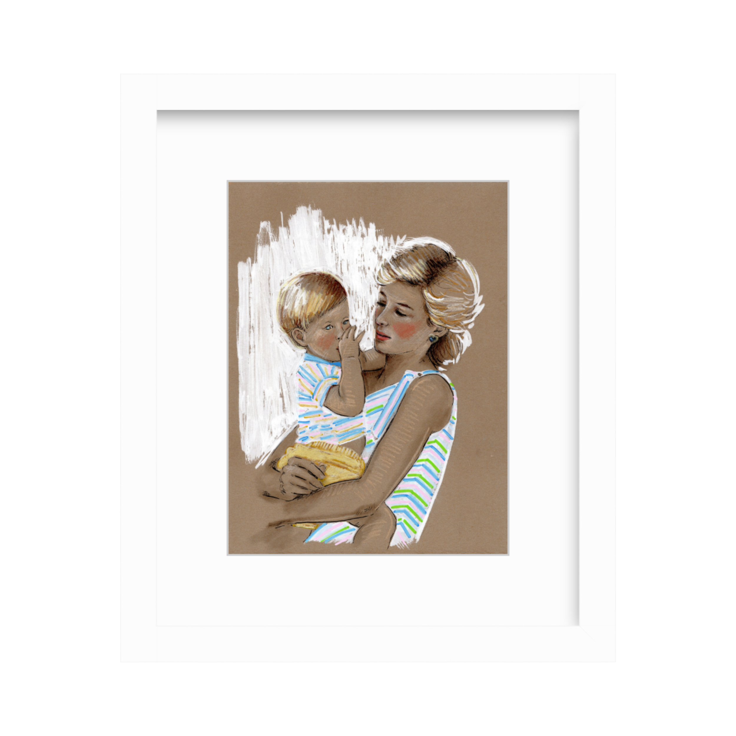 Princess Diana Framed Drawing, Fine Art Gift for Mother's Day