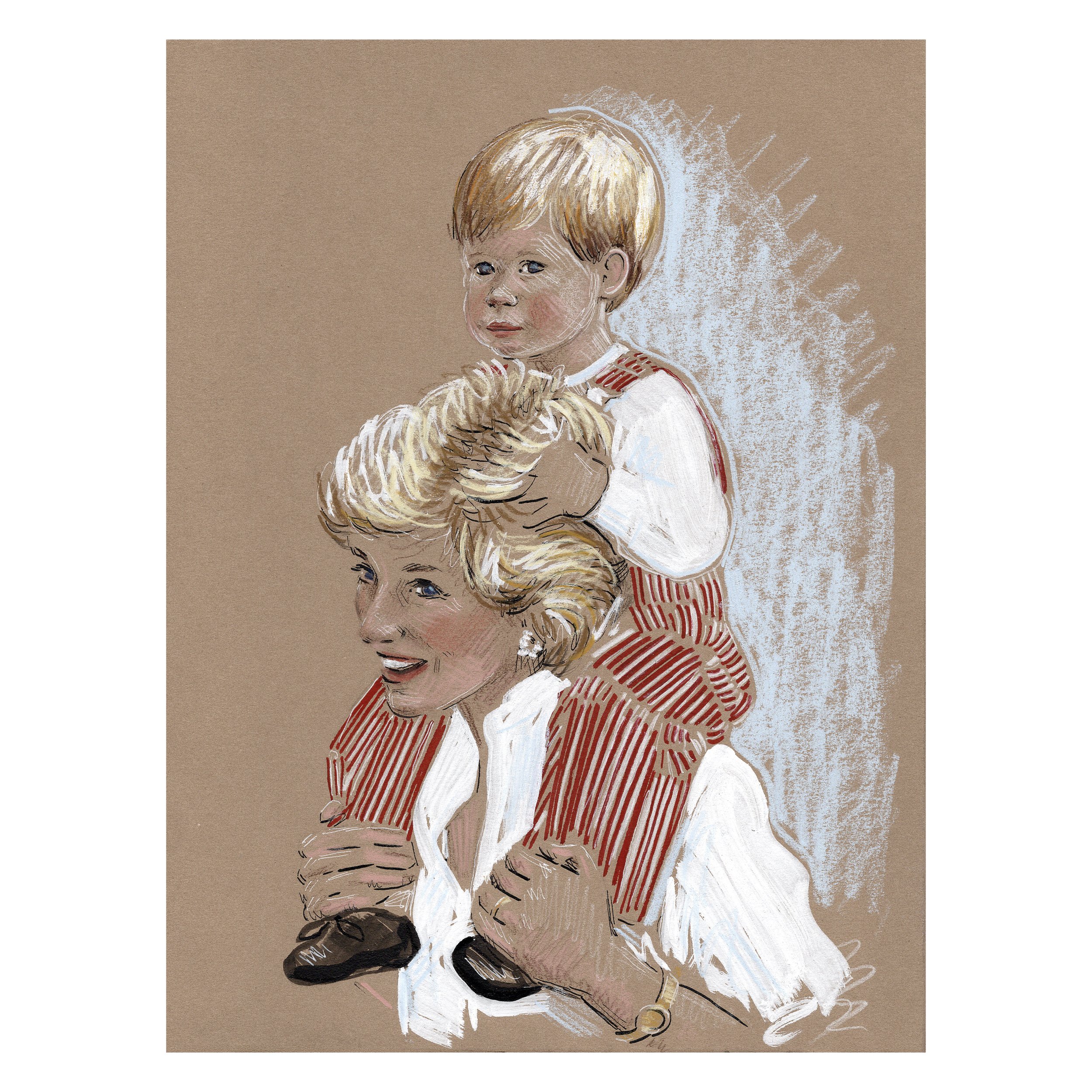Princess Diana Drawing, Fine Art Gift for Mother's Day