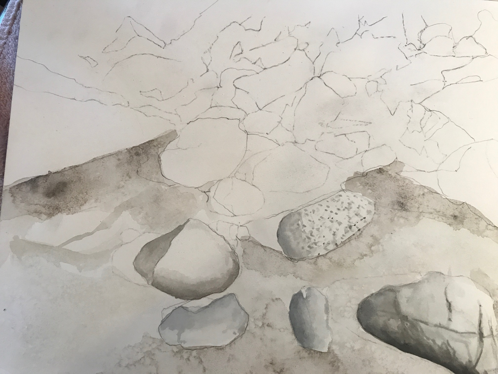 Another work in progress - rocks and sand....