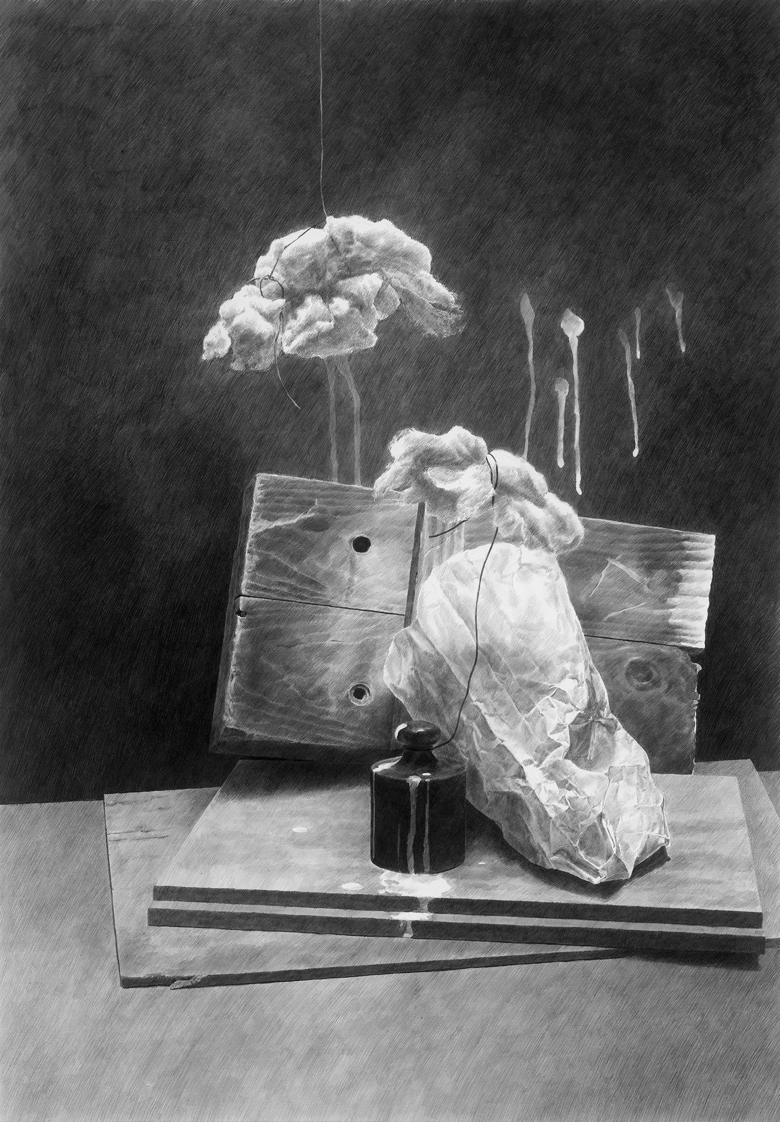 A Pinch of Cloudiness, graphite 0.3-0.7 on paper, 530mm x 760mm, 2022 - original drawing available for: 503.000 HUF; fine art print for: 302.000 HUF