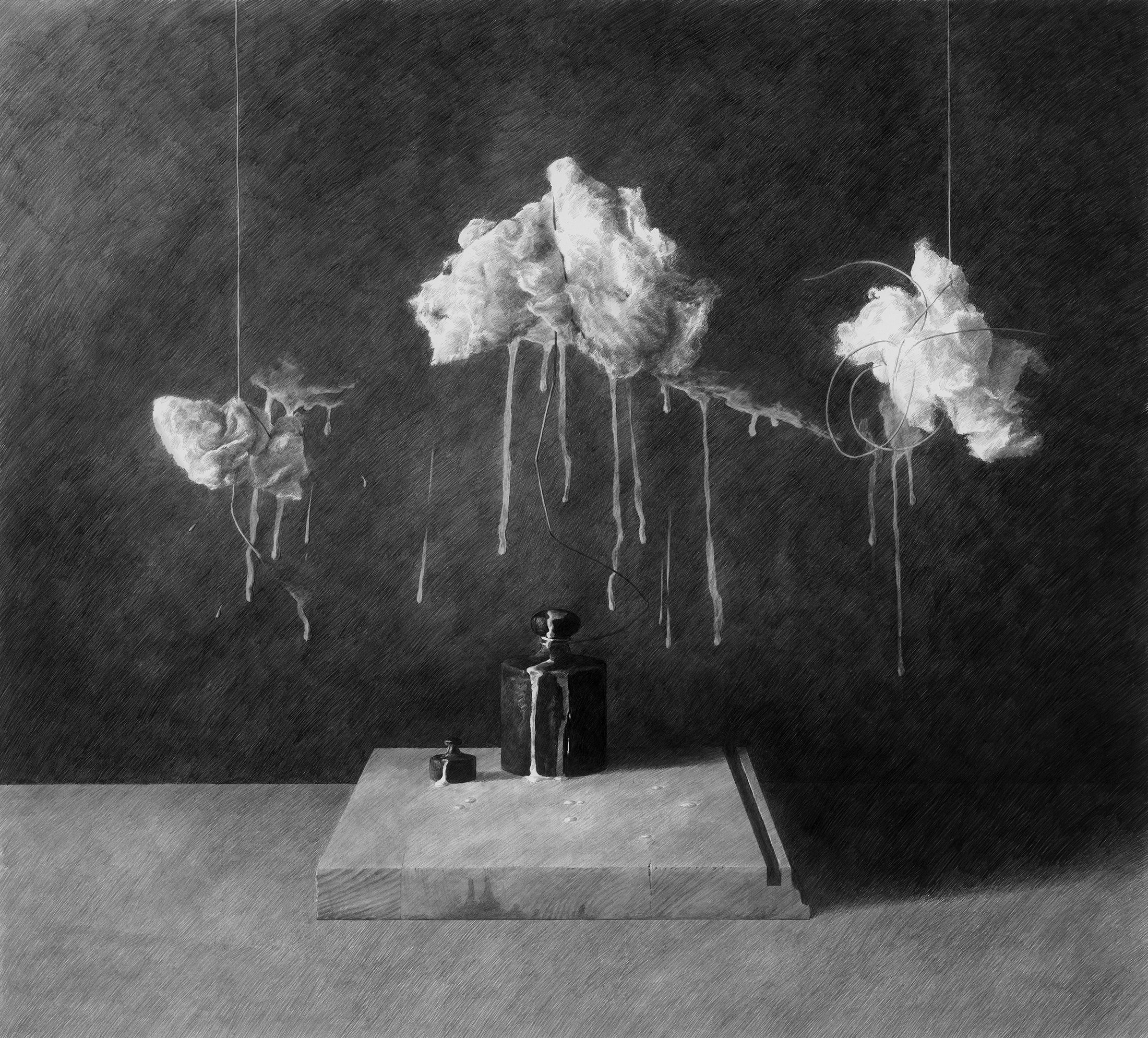 Can't Rain Forever, graphite 0.3-0.7 on paper, 625mm x 570mm, 2022 - original drawing available for: 445.000 HUF; fine art print for: 267.000 HUF