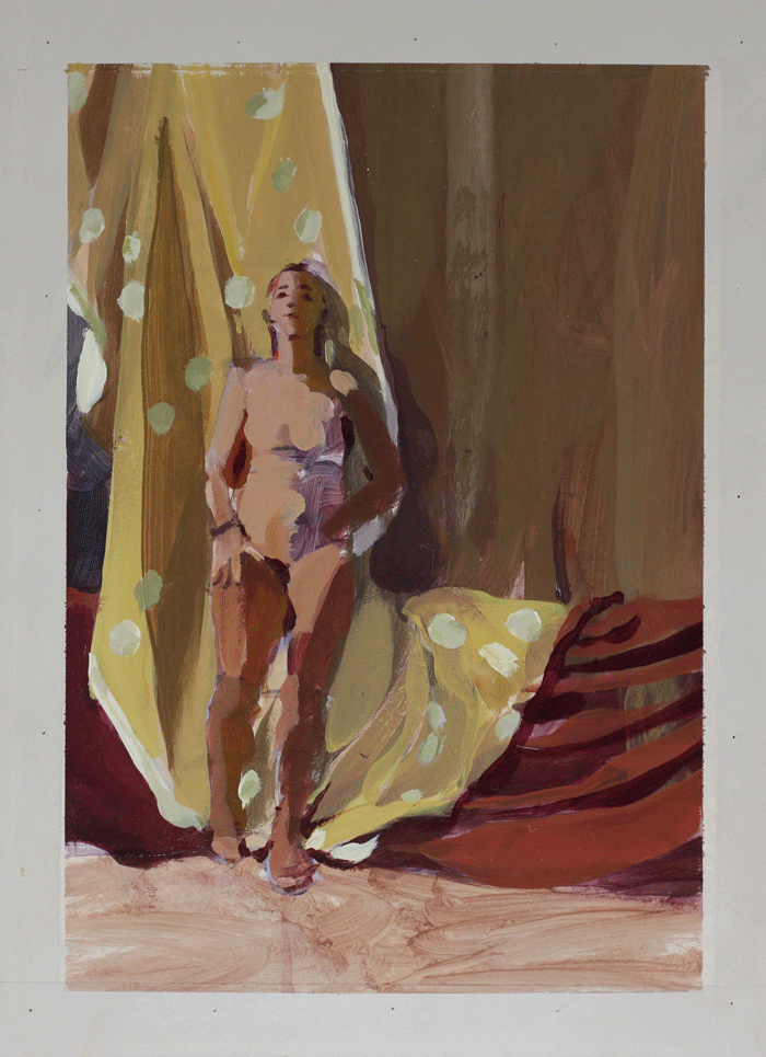 Figure Painting : Standing Nude with Earth Tone Drape