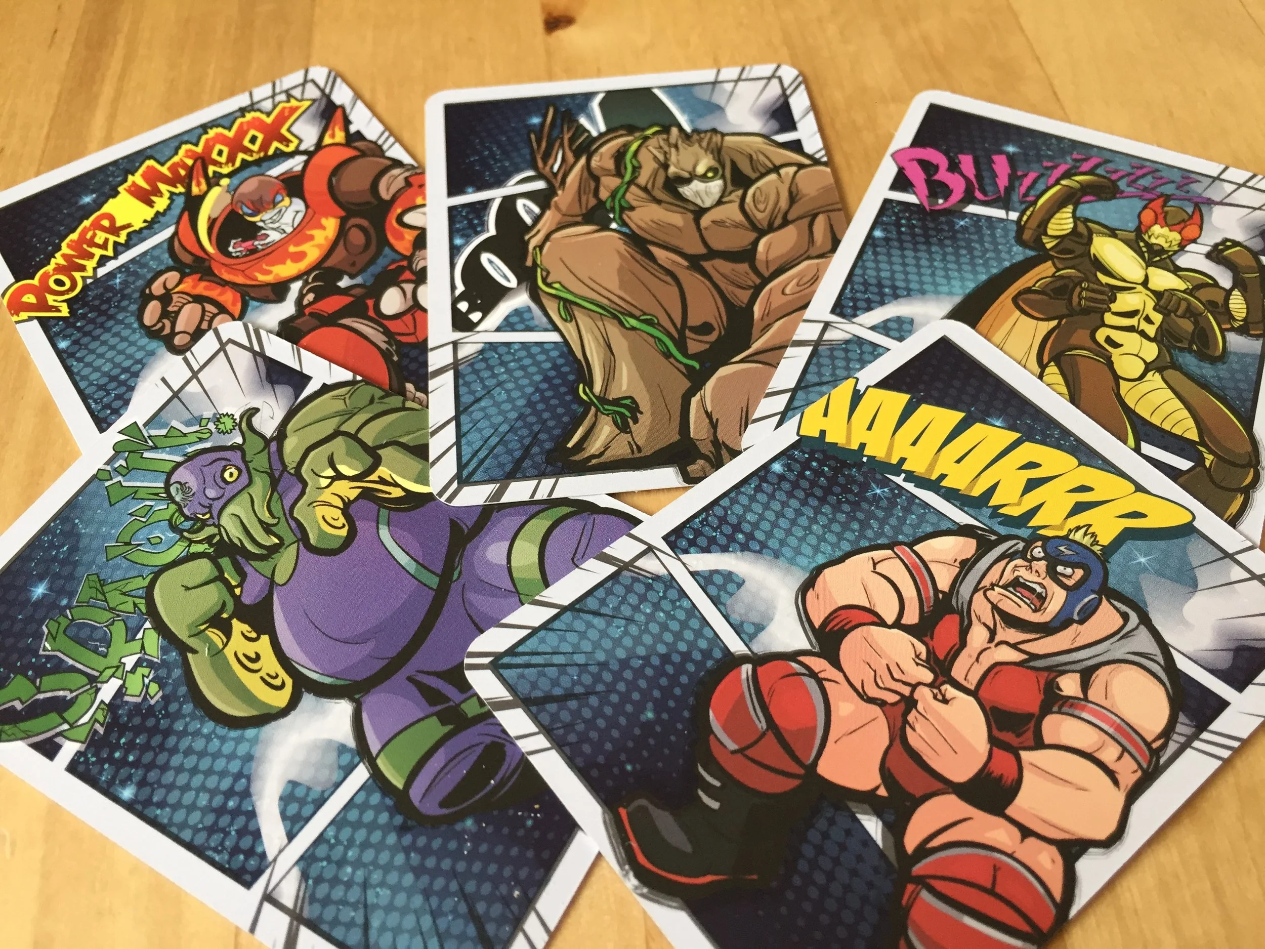 FIVE wrestlers! Each comes with their own deck of 11 cards. (All decks are the exact same.)