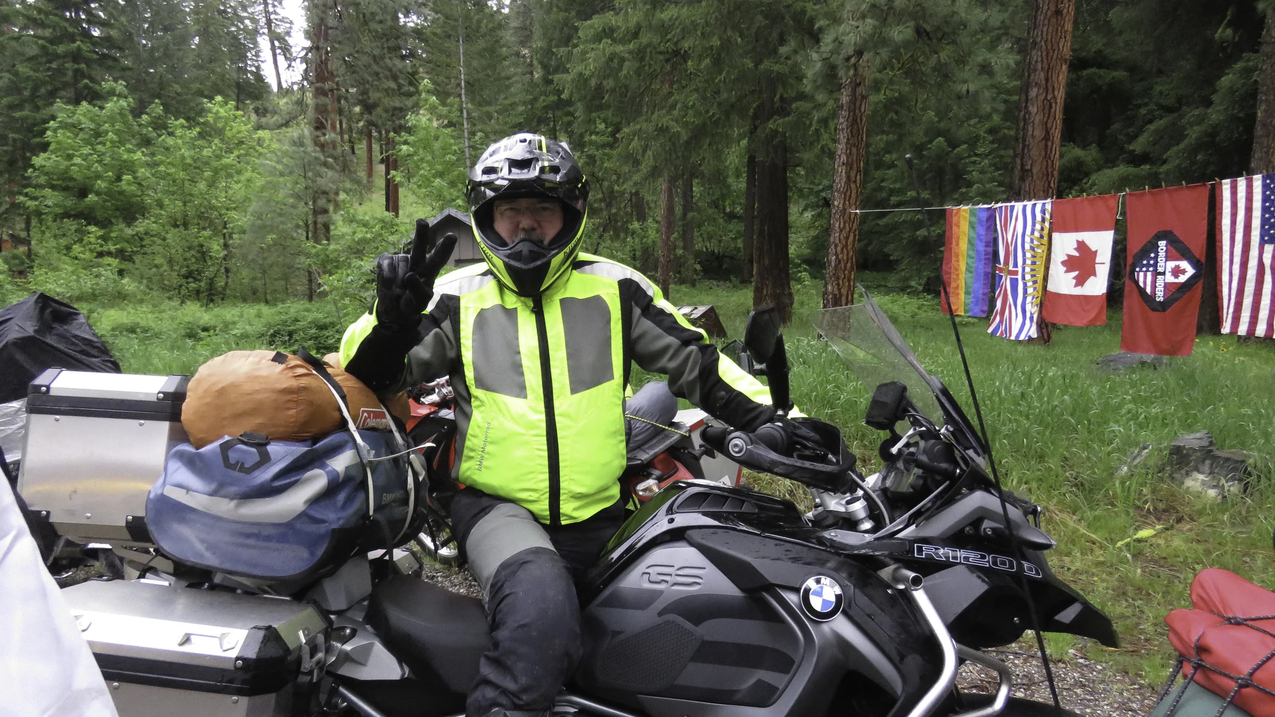 Randy rides in after a long day on the road.