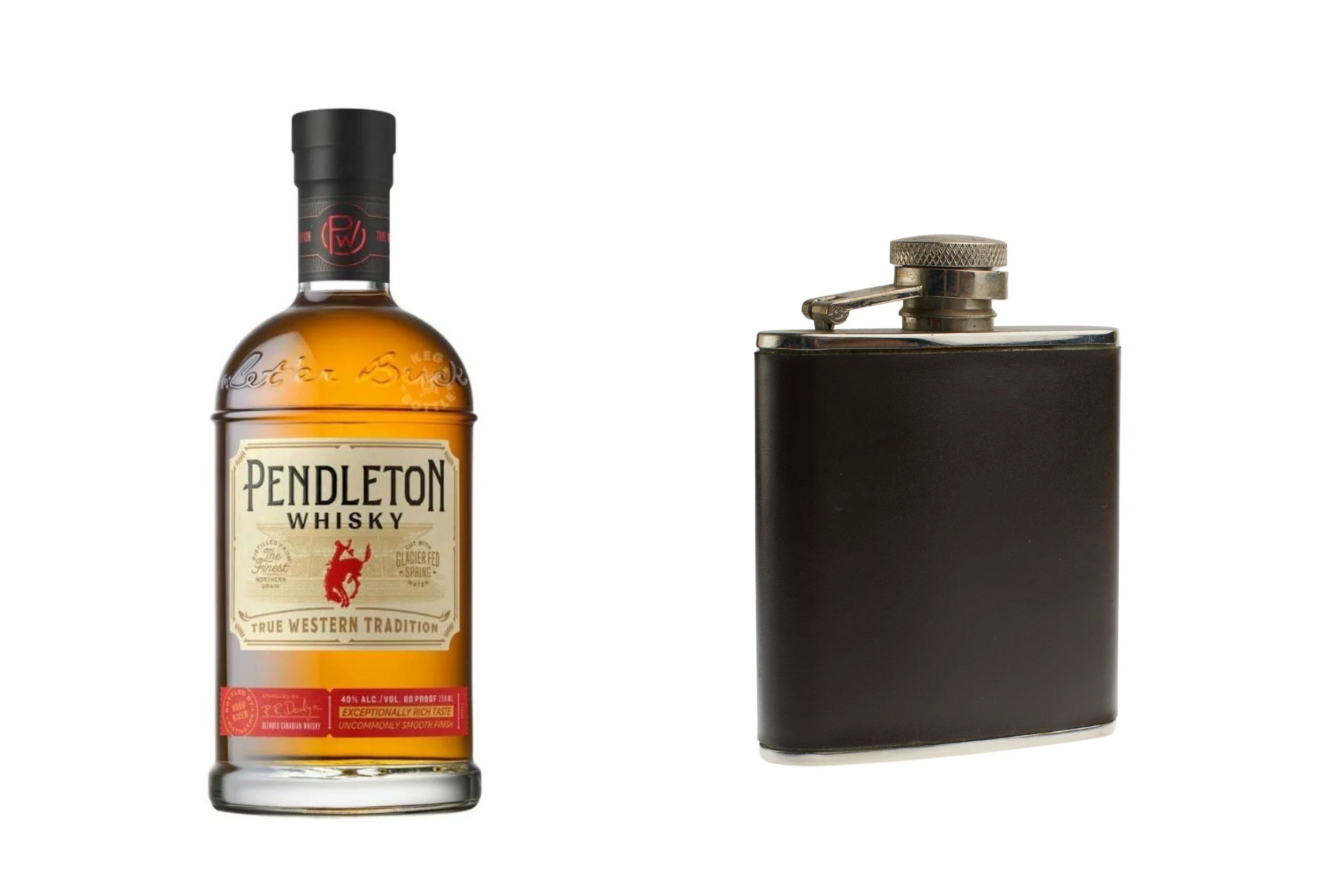 Pendleton whisky and flask