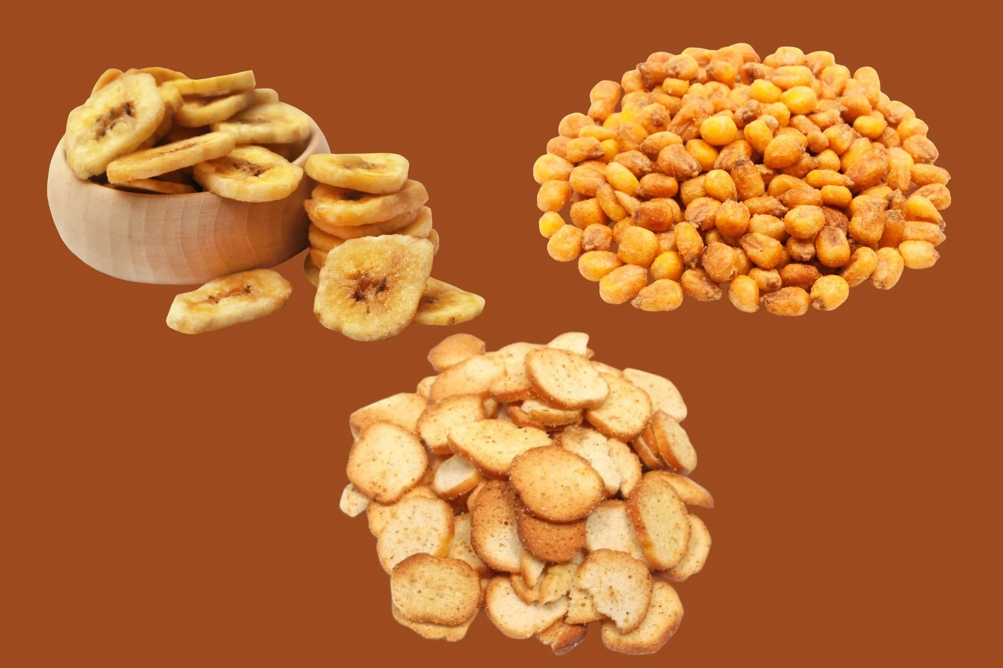 Banana chips, Quicos and bagel chips